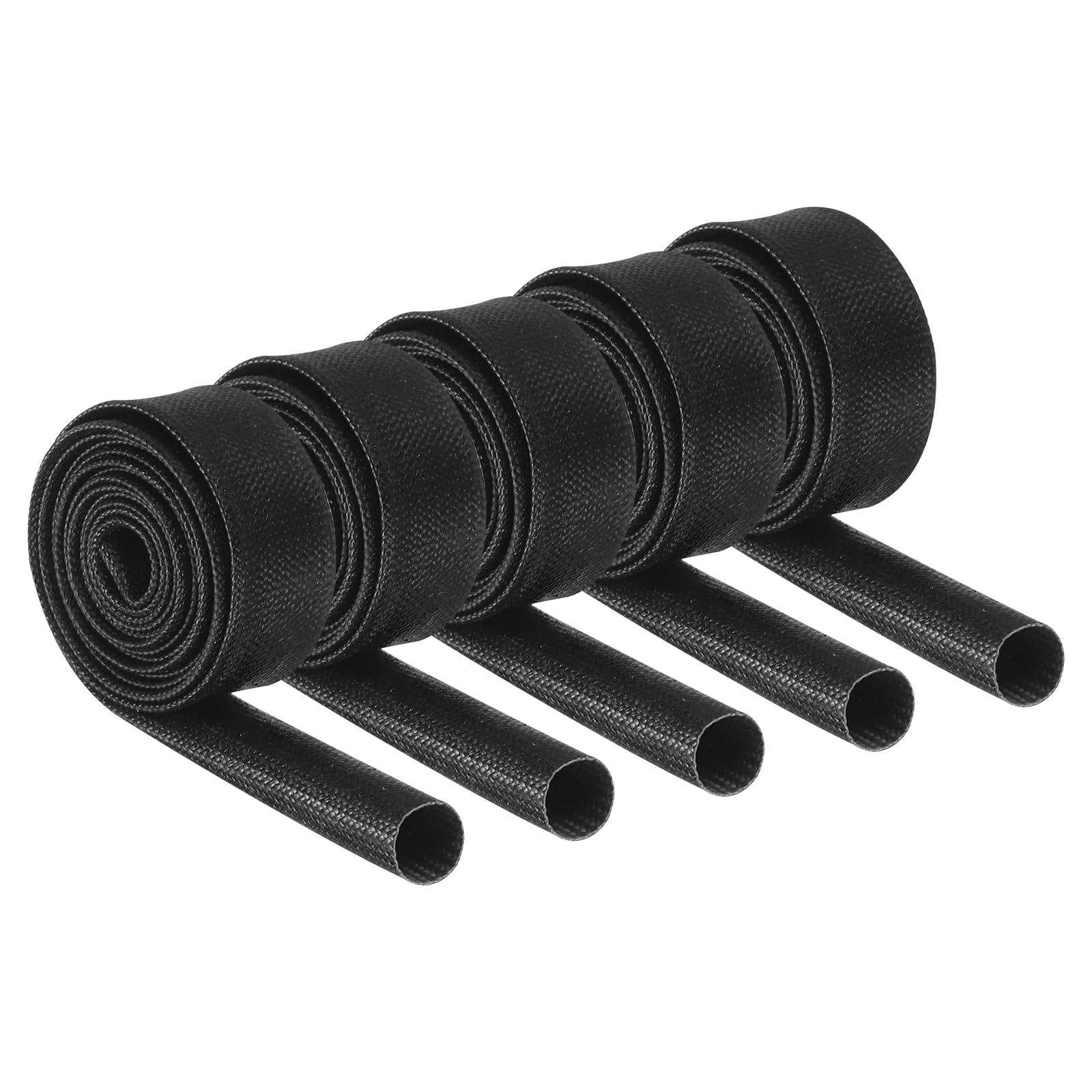 MECCANIXITY 10Pcs Insulation Braided Cable Sleeve,3.3Ft-1/2 Inch ID Black, High Temp Silicone Coated Fiberglass Sleeving for Cable Wrap, Automotive