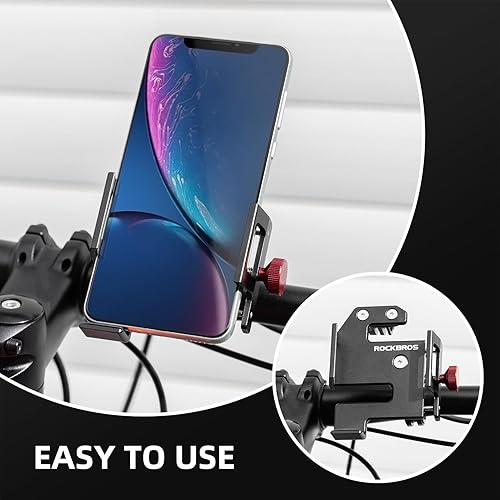 Miniatura 3 de ROCKBROS Soporte de teléfono para bicicleta, soporte de teléfono de aluminio para bicicleta, soporte de teléfono celular montado en el manubrio,