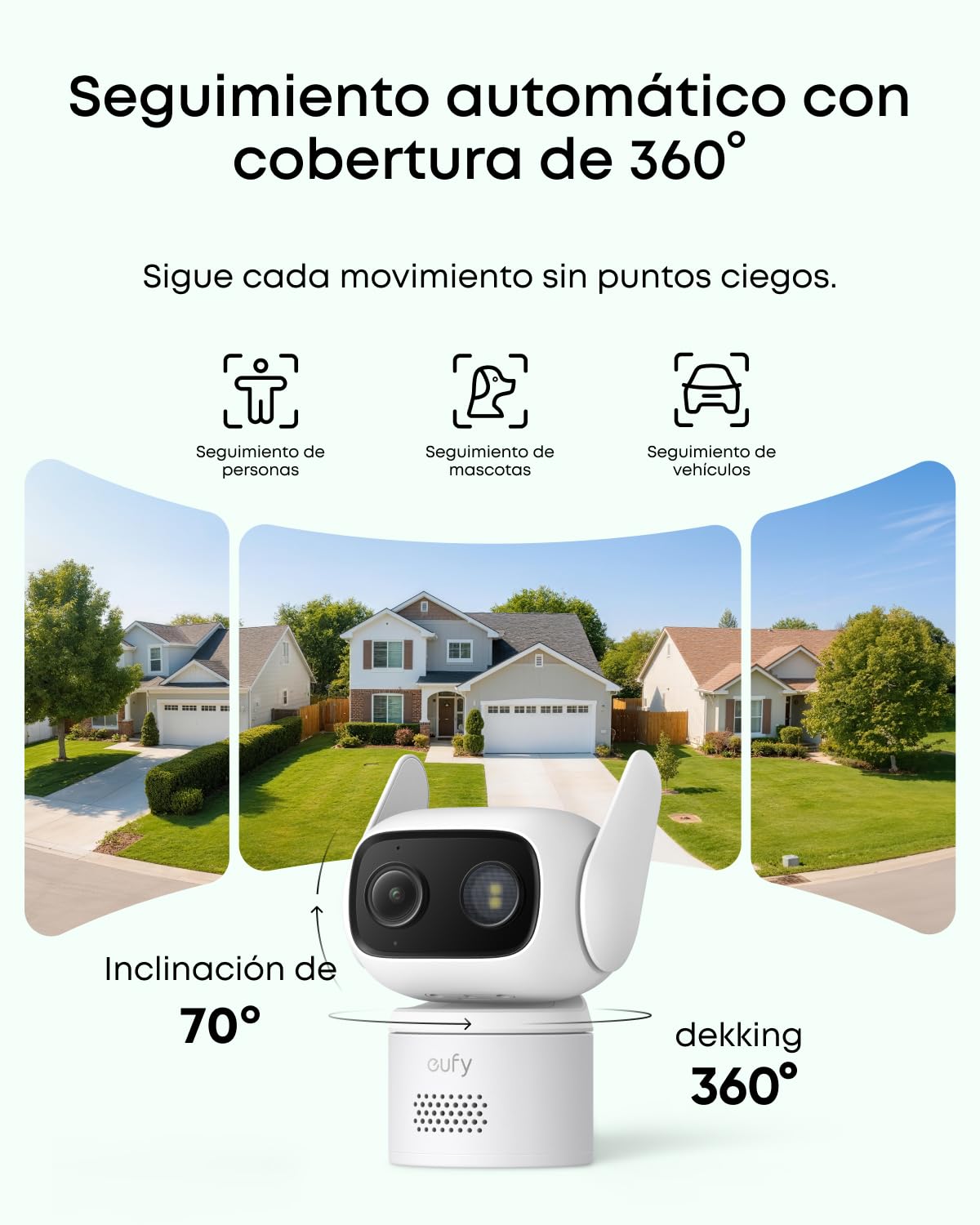 eufy Security C31 camara vigilancia wifi exterior e interior, cámara para mascotas y bebés con aplicación móvil, visión nocturna en color, giro e inclinación de 360,almacenamiento local,grabación 24/7