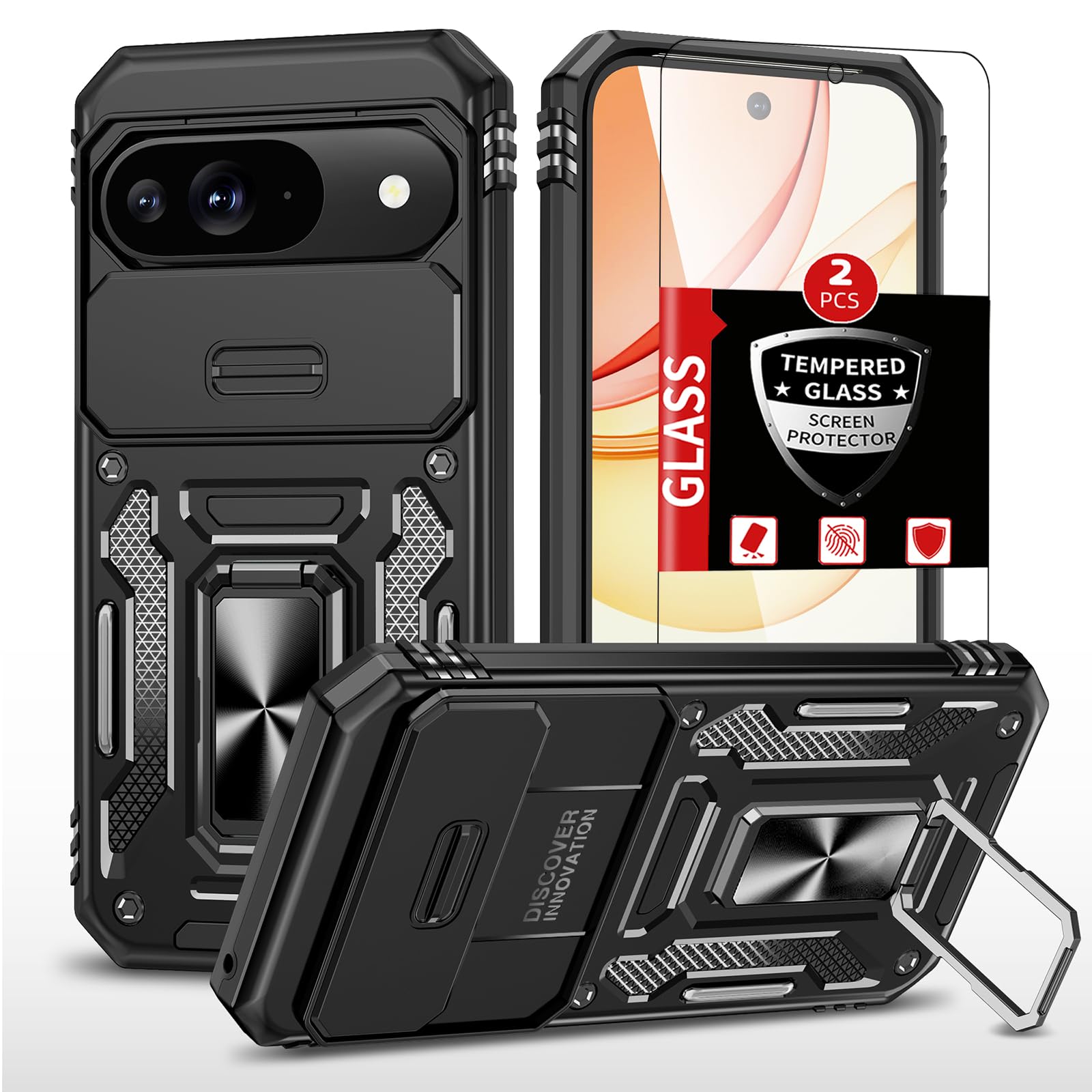 Coque Google Pixel 9 Pro avec anneau support pour vidéo mains libres - 8