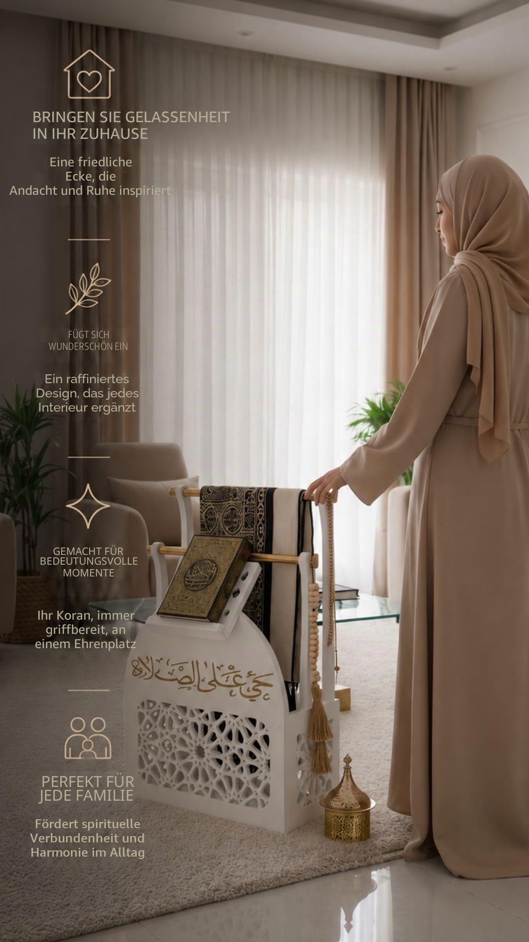 Muslimische Gebetsteppich, Koran, Islamisches Buch und Rosenkranz - Doppelte Aufbewahrung für Tesbih und Islamisches Zubehör (ANTIC 2.0)