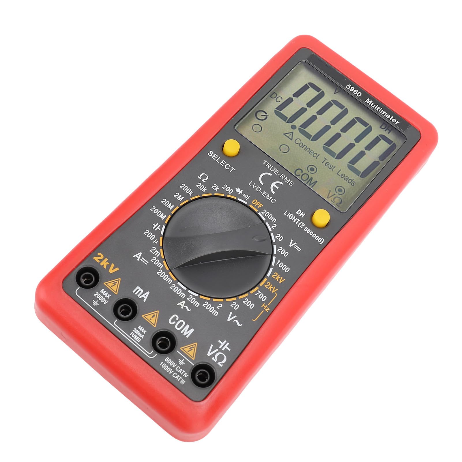 Jeffergarden Multimetro Digitale ETCR5960, Materiale ABS con Tester di Tensione Intelligente per il Settore Automobilistico, Misurazione di Corrente e Tensione CA CC, Strumento Ideale per