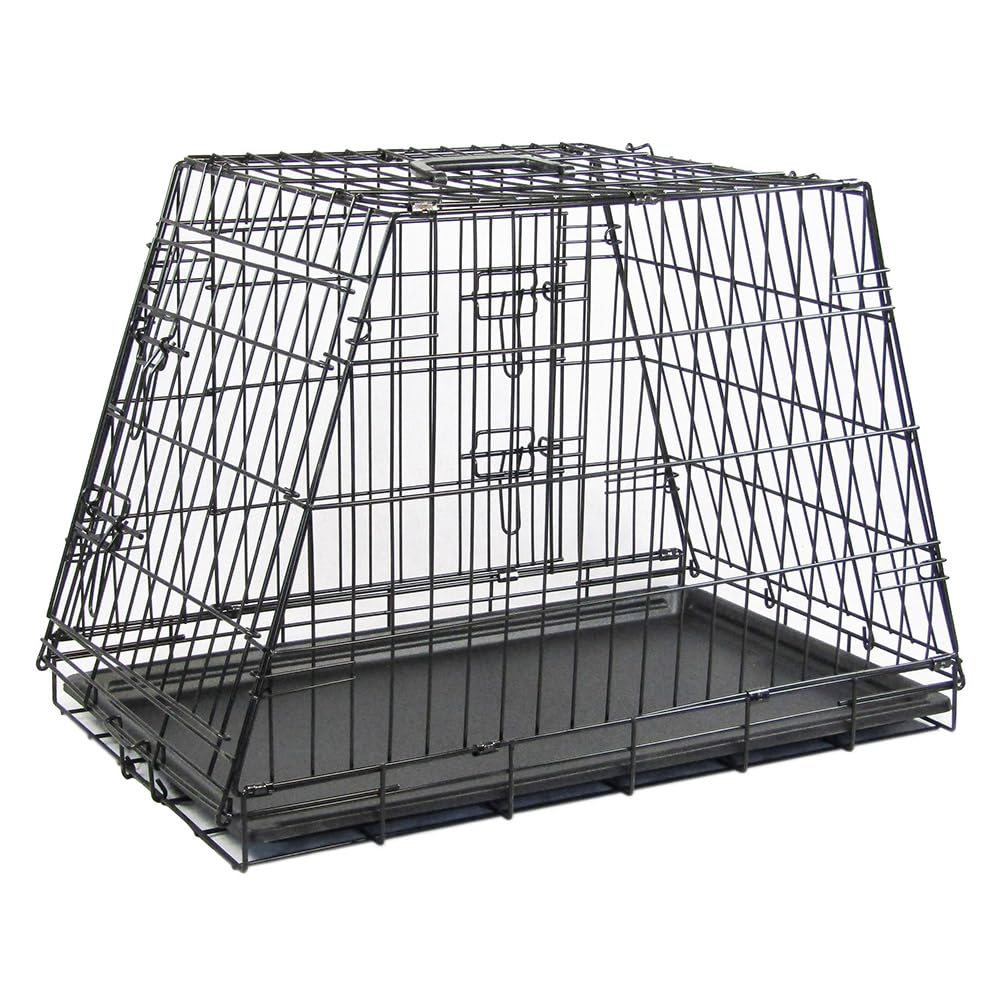 MaxxPet Jaula para Perros - Plegable de Metal Negro con 2 Puertas (Frontal y Lateral), Incluye una Manta de Lujo, Apto para Transporte, 63 x 44 x 50 cm