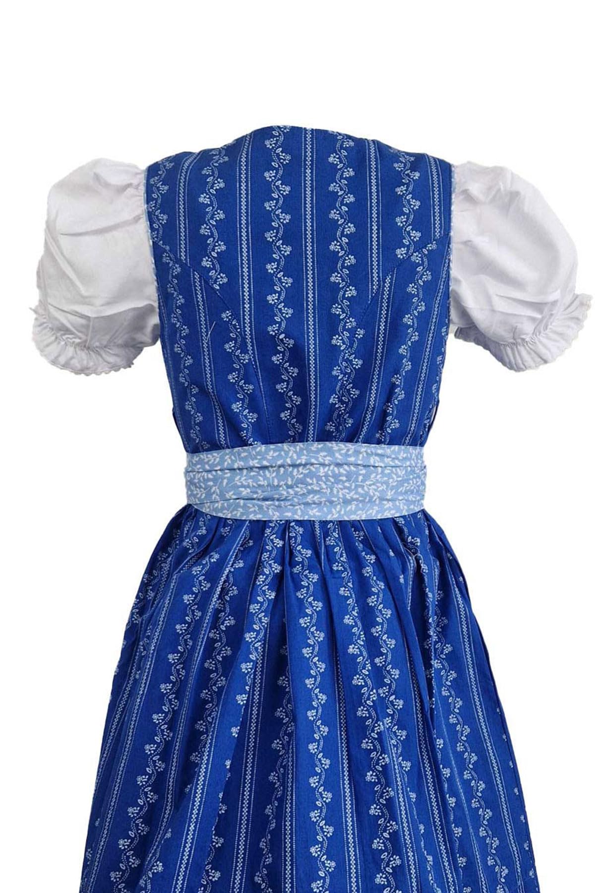 Maddox Kinder Dirndl „Gabriella“ 3-TLG. – Mädchen Dirndl mit Bluse & Schürze – festliches Trachtenkleid in Blau Weiß – Tracht für Oktoberfest, Volksfest & Kirchweih – Baumwolle