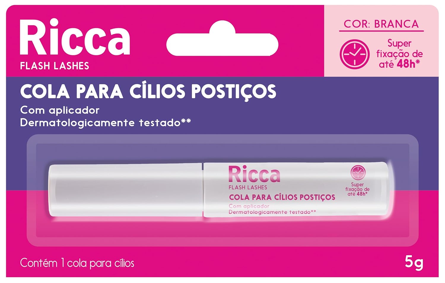 COLA PARA CÍLIOS POSTIÇOS RICCA 48H BRANCA