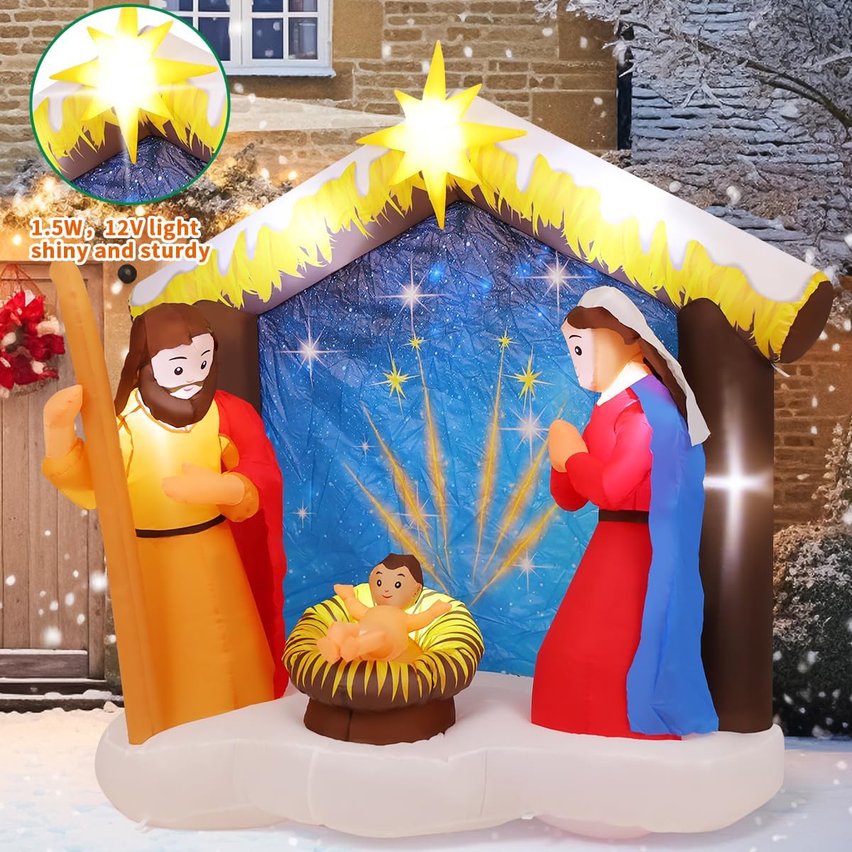 COMIN 6FT Christmas Inflatables Nativity Scene Outdoor Decorations, Christmas Blow Ups Yard Decorations Nativity Sets for Yard Garden Lawn - Image 4