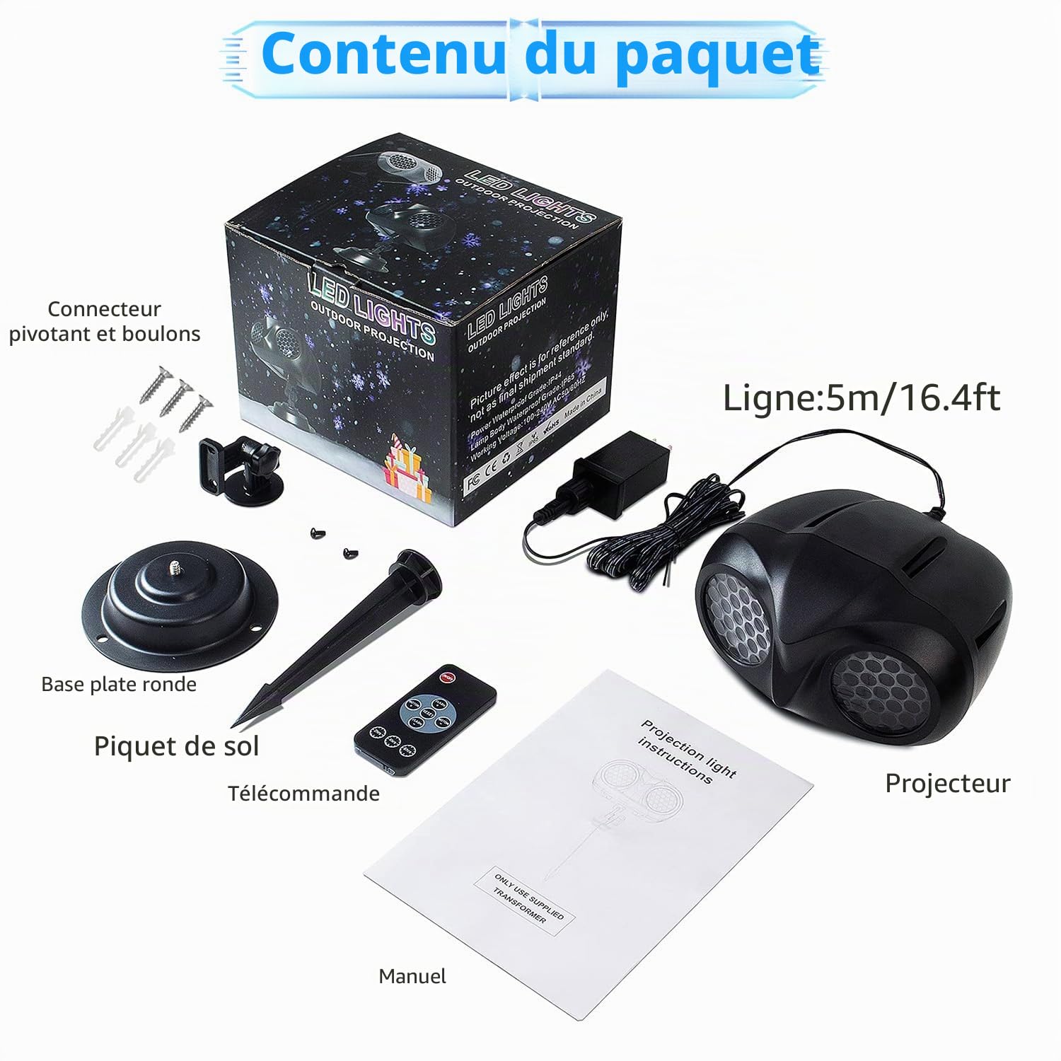 MATEPROX Projecteur de Flocons de Neige de Noël, Effet de Chutes de Neige Plus Large et Clair, Projecteur de Neige à Double Tête Décoration Intérieure et Extérieure pour Noël, Halloween, Jardin
