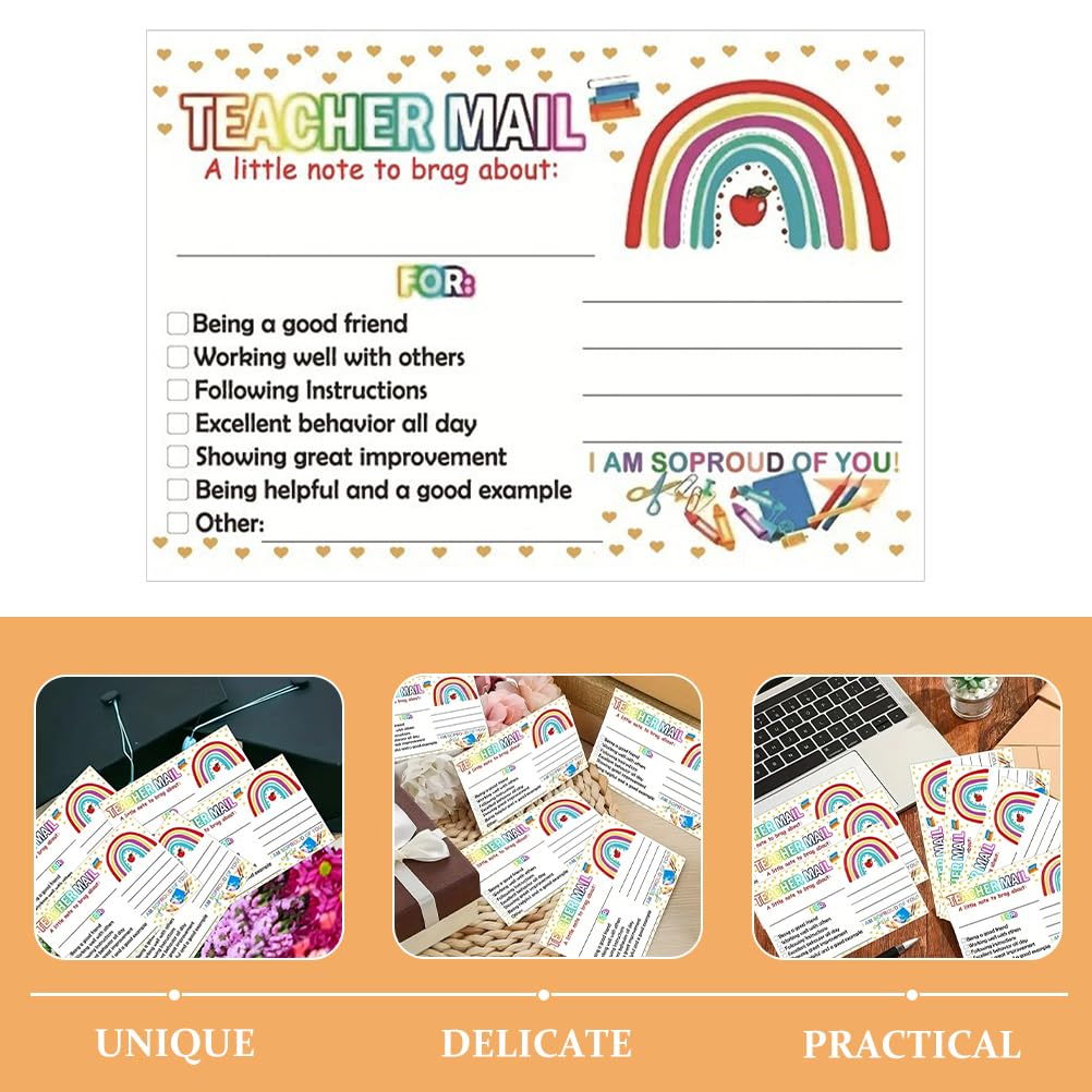 Tofficu 50Pcs Mail Teacher and Parent Reward Cards, Classroom Behavior Motivational Notes for Kids Multi-Color Coated Paper - Image 4