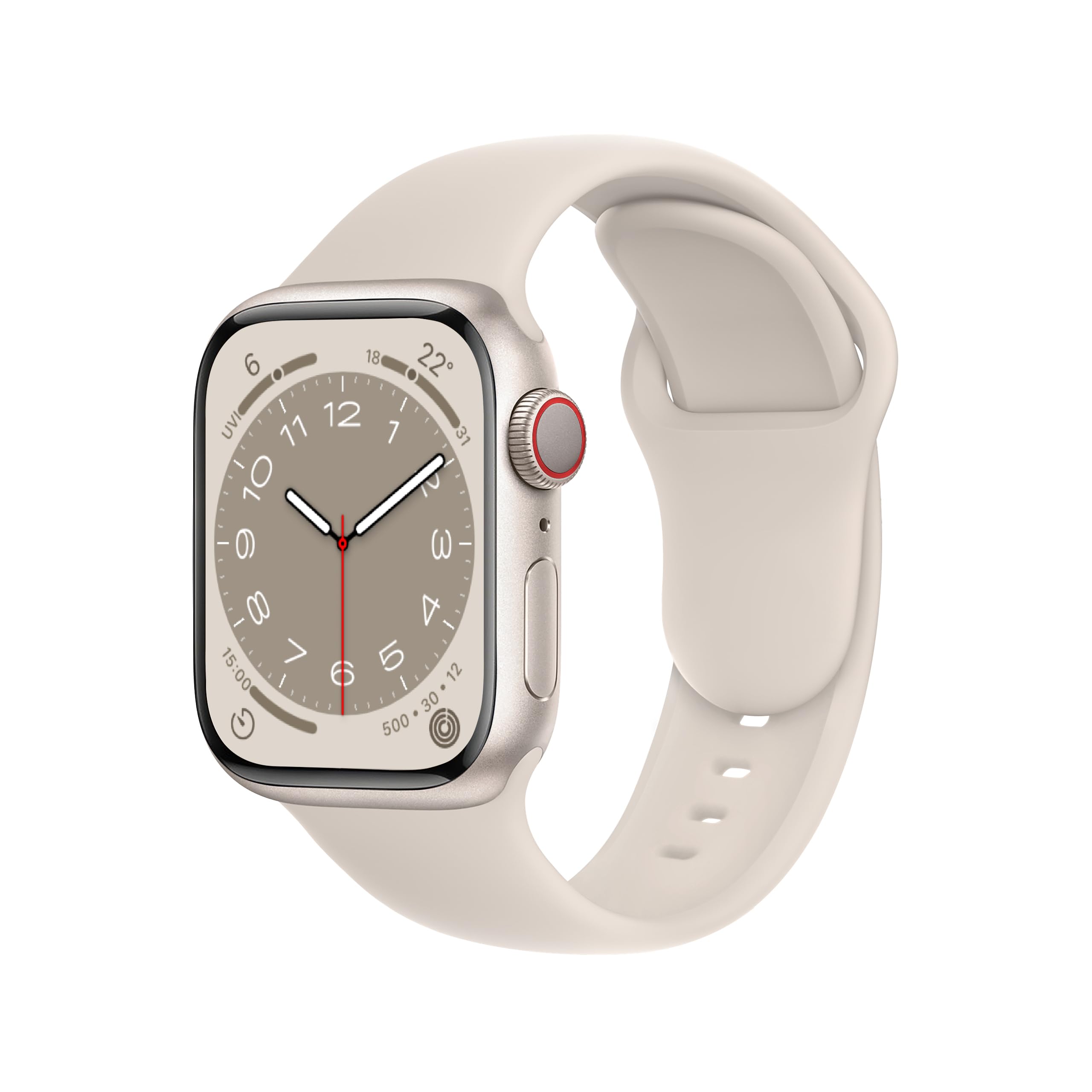 ELETTRONEO SBC1 Cinturino per Apple Watch Ultra 2 49mm, Serie 10 46mm, 9 8 7 45mm 41mm, SE 6 5 4 44mm 40mm, 3 2 1 42mm 38mm Donna Uomo Band Bracciale Sport Silicone, Luce stellare