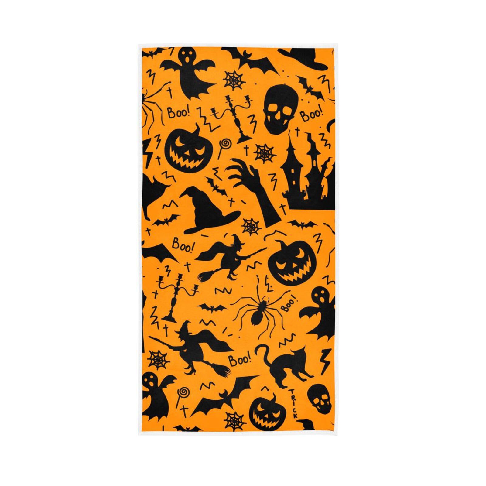 LSRCPD Halloween Pumpkin Castle Skull Hand Towels for Kitchen, 15 x 30 Inches, Spa Towels for Body Towel for Bathroom