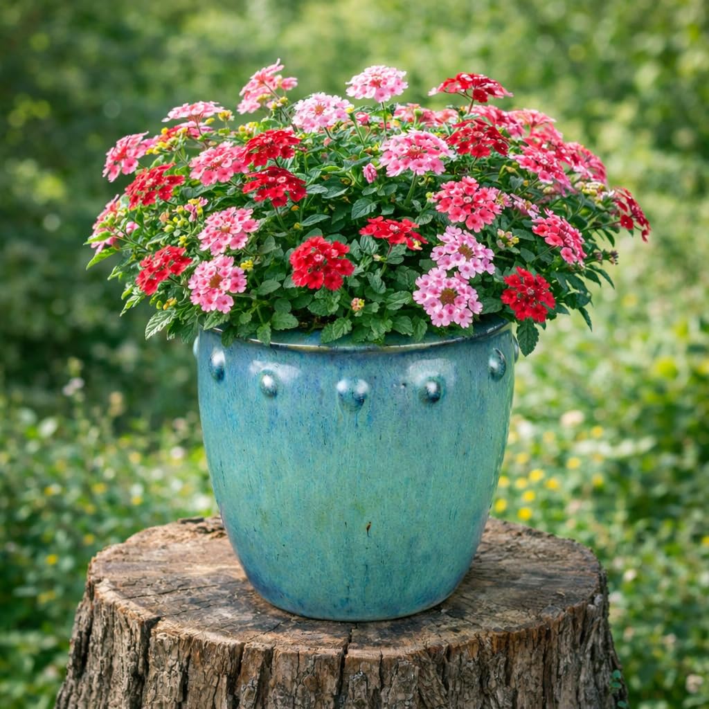 Steinzeug-Blumentopf/Pflanzkübel Bordo Grünblau Jade 27x28cm frostfest