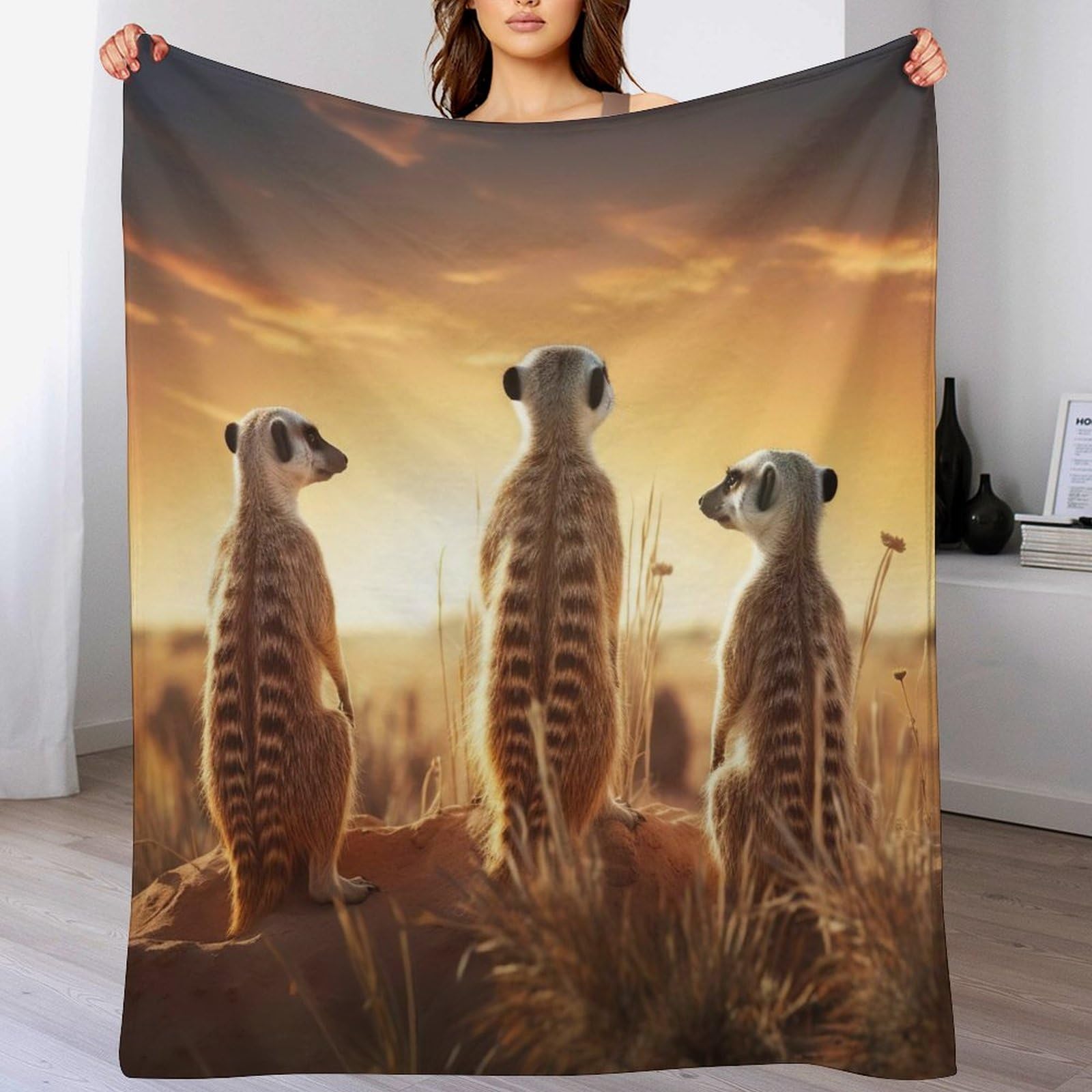 Plaid polaire canapé Suricate chaud pour stopper le froid pendant l'hiver au lit