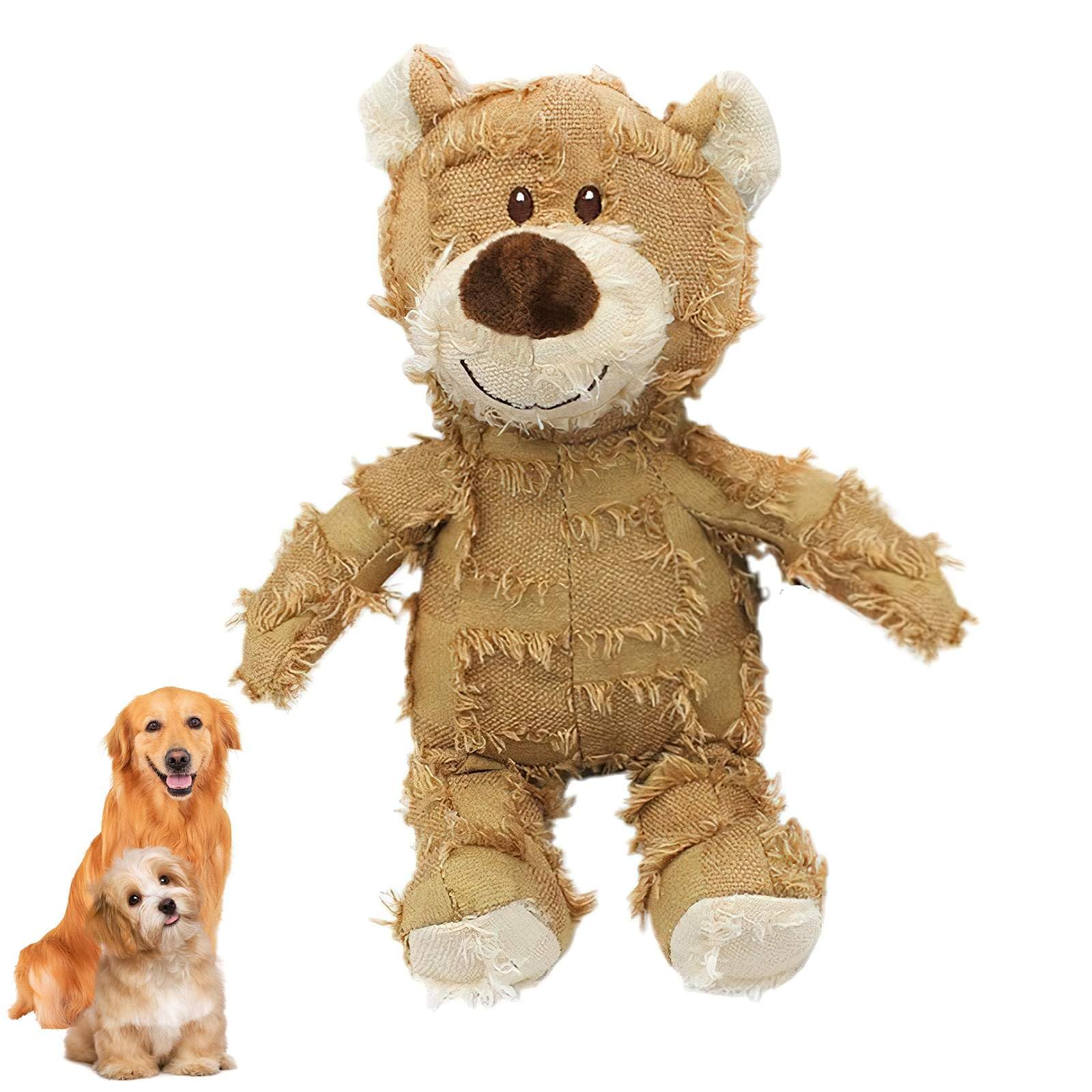 Dog Toys Indestructible, Soft Dog Toy, Dog Enrichment Toy, Pet Anxiety Relief and Calming Toy, Dog Squeak Chew Toy for Large Small Dogs, Plush Dog Toy for Heavy Chewers (Brown(small))