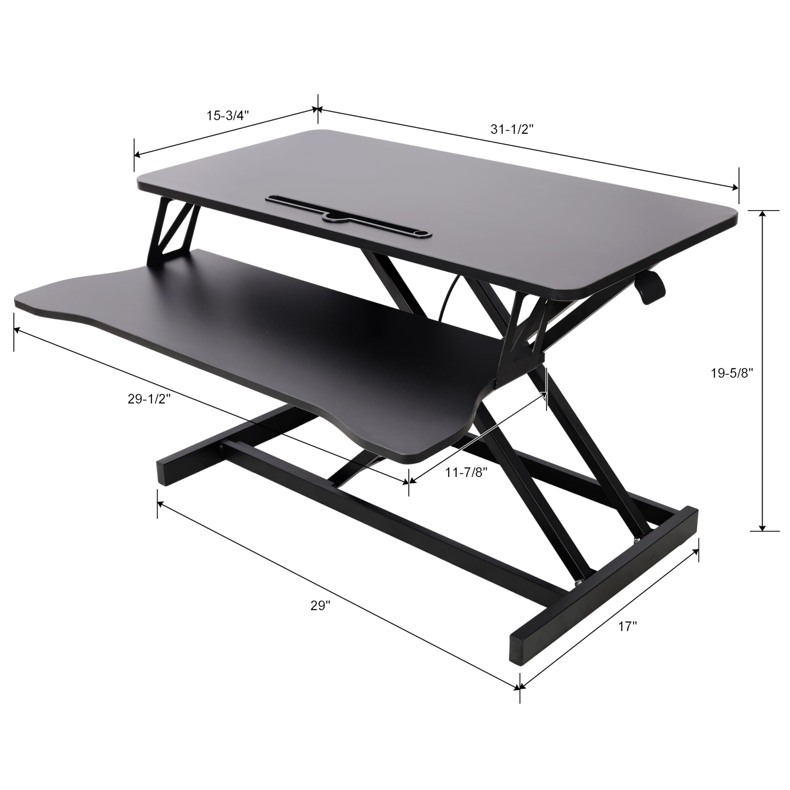 Standing Desk Converter with Keyboard Tray - 31 5 Inch Adjustable Desk Riser for Monitor Ergonomic Stand Up — view 2