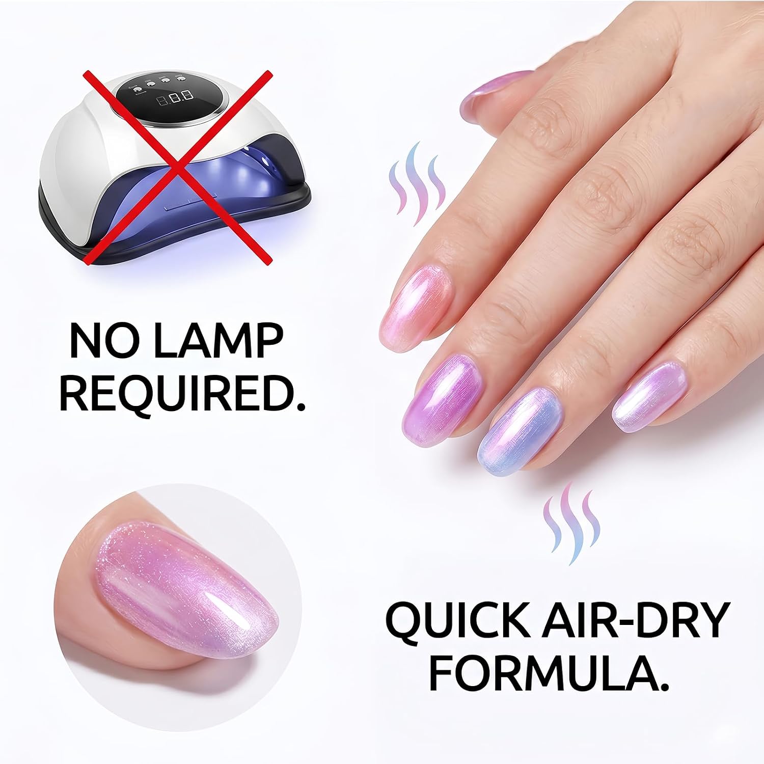 NovaCharm 6 Colors Water Based Nail Polish Pen Set, Pastel Pearl Shimmer Nail Polish Pens Quick Dry, Peel Off Air Dry Nail Color Pens No UV Lamp Needed, Glossy Glitter Nail Art Pens for DIY Manicure