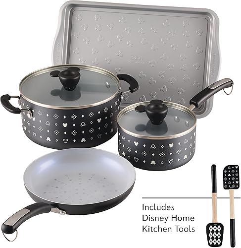 Miniatura 2 de Farberware Disney - Ollas y sartenes antiadherentes de cerámica monocromática con utensilios para hornearhornear y utensilios de cocina, apto para