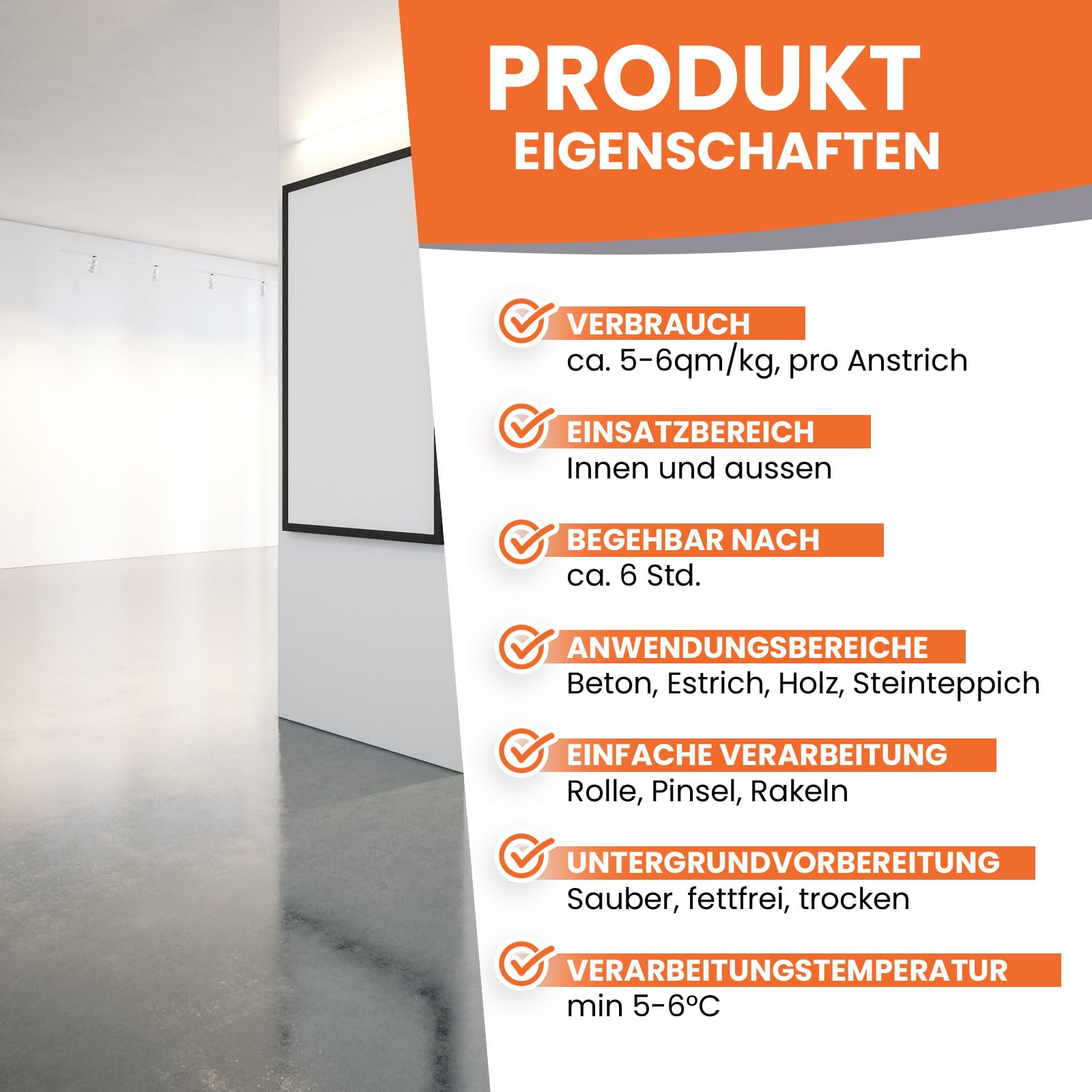 BEKATEQ 1K PU Versiegelung 1kg farblos für Beton, Holz, Fliesen - Betonversiegelung, Bodenversiegelung von Epoxybeschichtung, Steinteppich innen & außen - UV-fest, Wasserfest, Frostsicher - BK-635PU