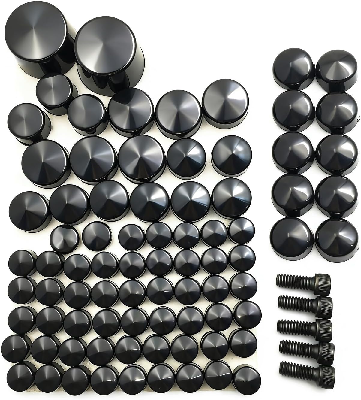 Black Bolt Toppers Compatible with 2007-2012 Harley Softail Twin Cam Bolts Toppers Caps
