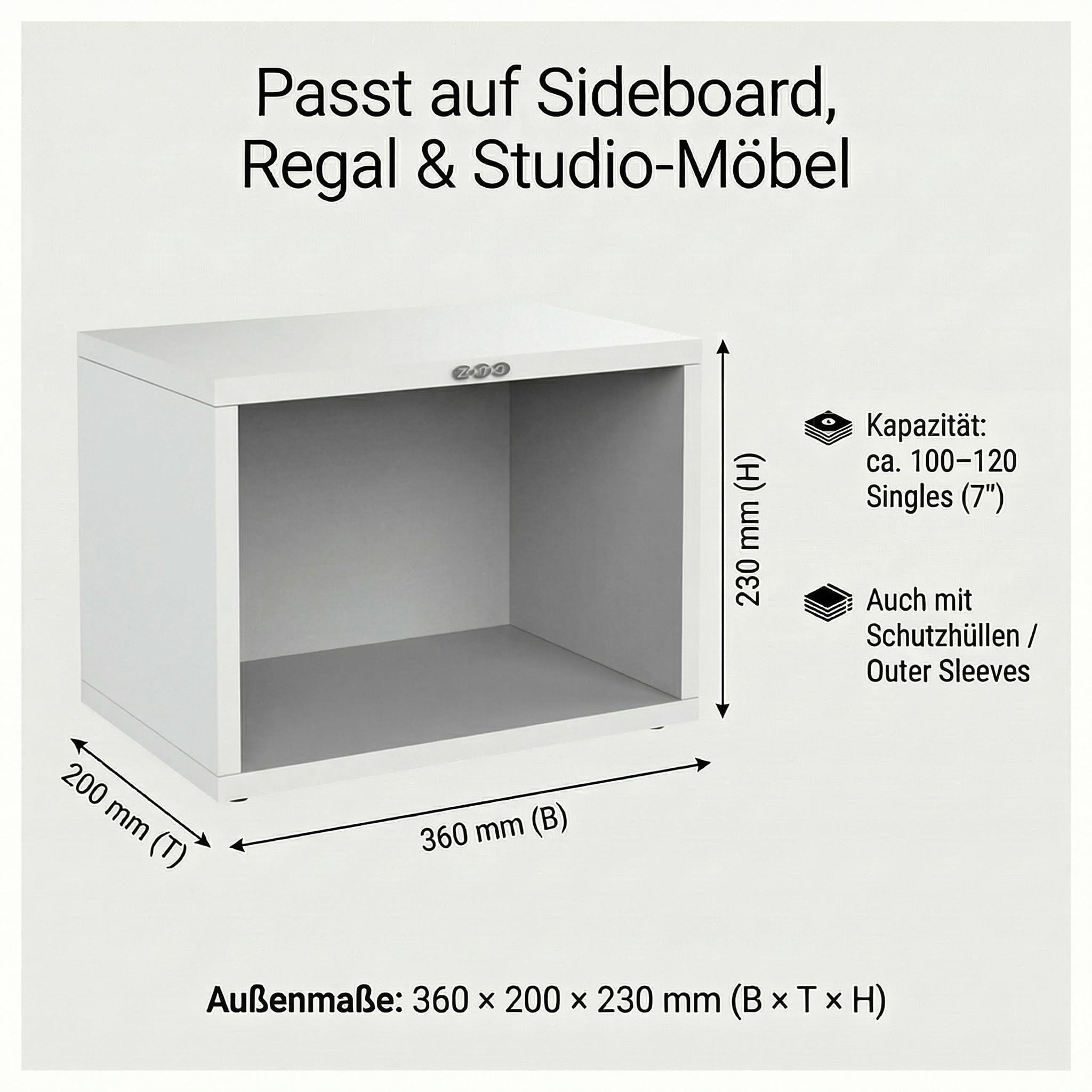 Mobiletto Per Vinili 7" Zomo Vs-Box 7/100 Bianco