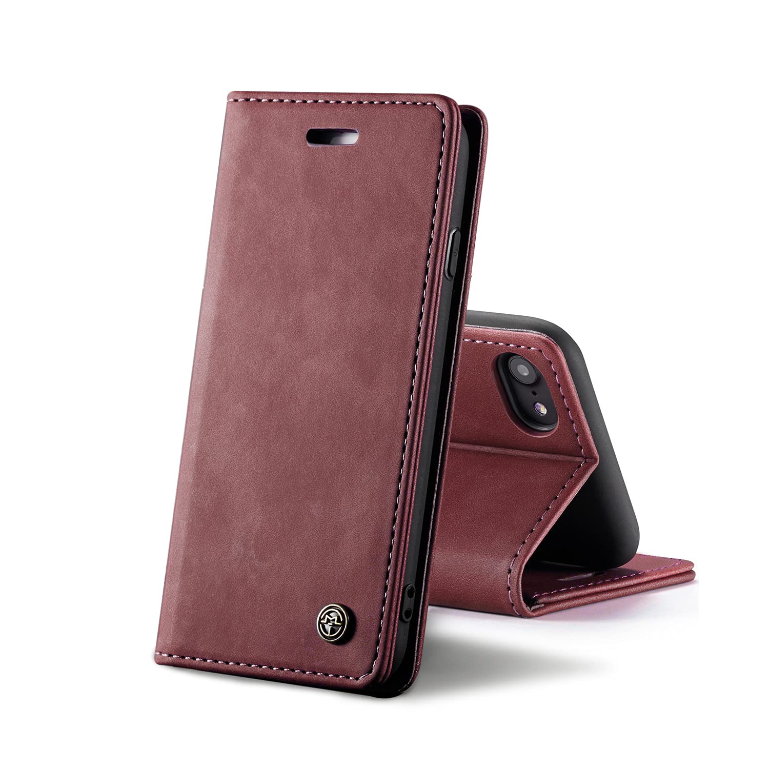 Chocoyi Custodia in pelle per iPhone 6/6S/7/8 Plus, protezione in pelle PU, portafogli, chiusura magnetica, fessure per carte, funzione di supporto