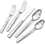 KINGSTONE Silverware Set, 20-Piece 18/10 Stainless Steel Brushed Handle Flatware Cutlery Set, for Kitchen, Home, Party, Wedding Gift, Rust Resistant and Dishwasher Safe