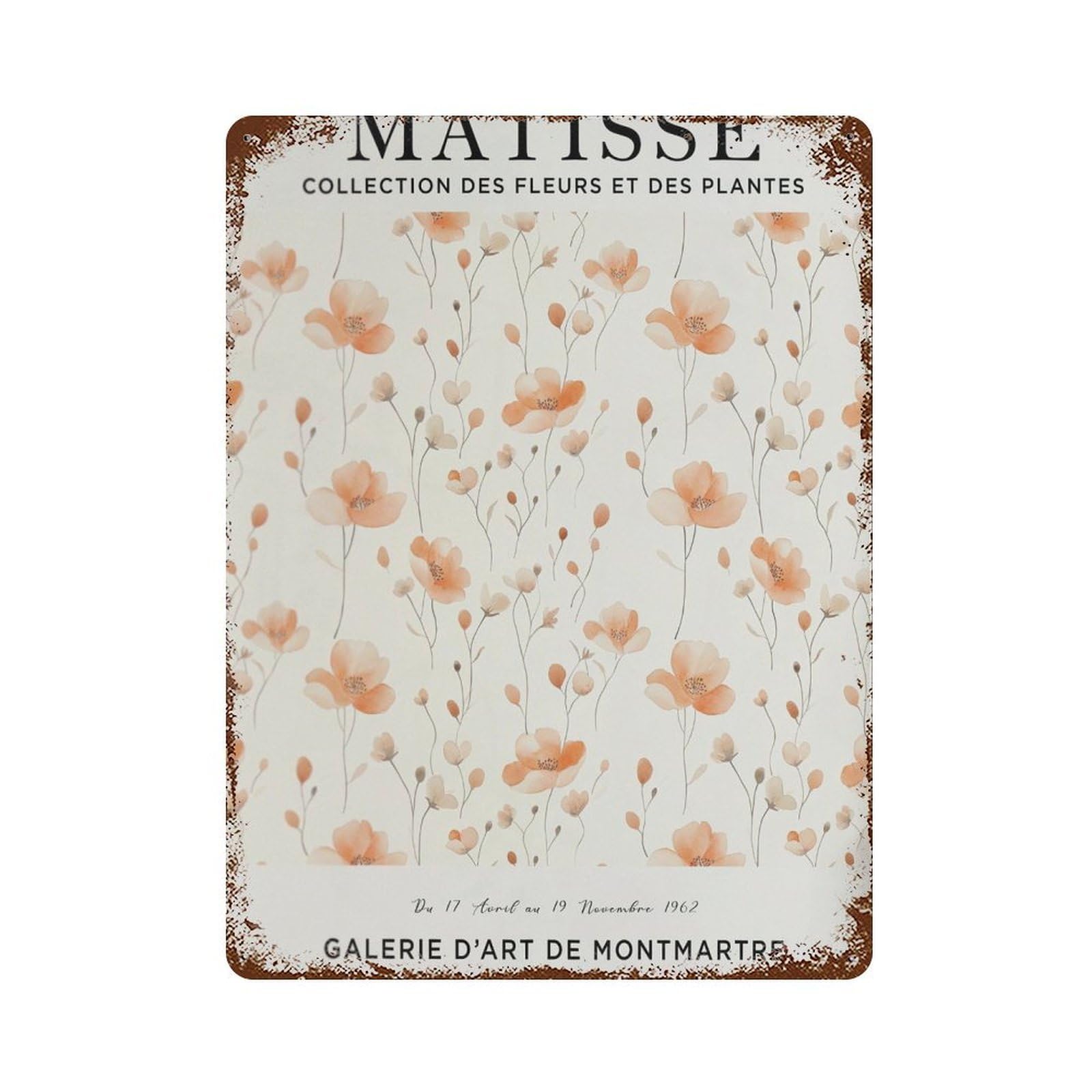 xiaoxiaoshen Henri Matisse Flower Market Plant. Botanical Peach Wall Decor Art Metal Tin Poster Modern Home Decor Art Home Bar Shop Decorations Vintage Sign 40x30cm