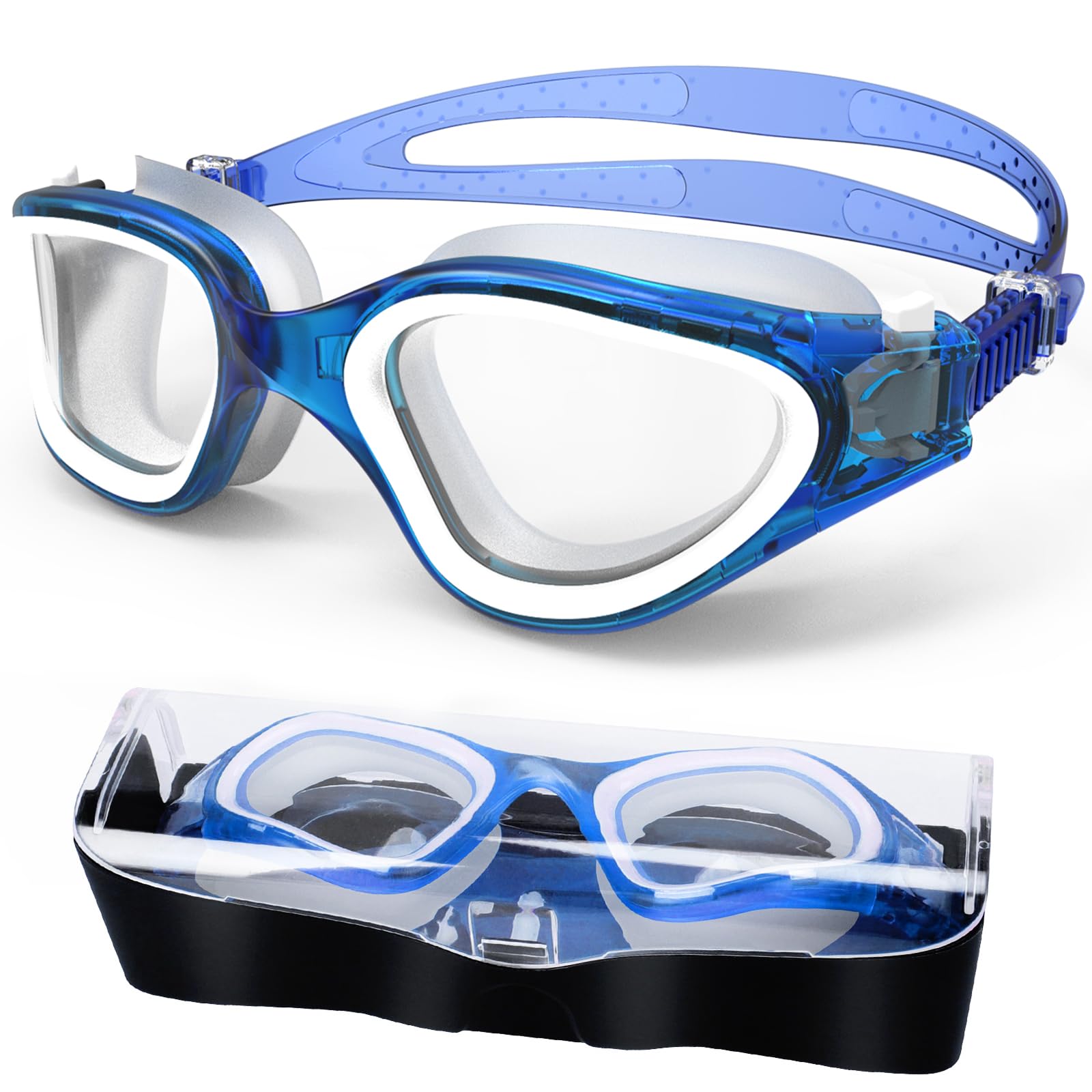 Polarized Swimming Goggles Anti Fog Anti UV No Leakage, Swim Goggles with Soft Silicone Clear Vision Easy to Adjust for Adults Men Women Teenager