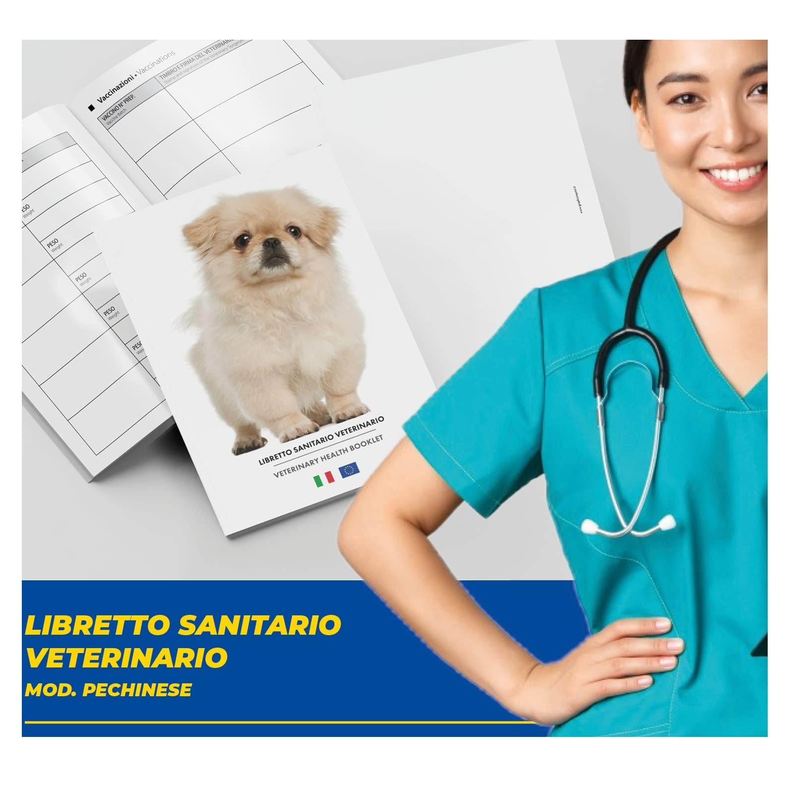 LIBRETTO SANITARIO VETERINARIO 15X21 CM - Pechinese - ideale per i nostri amici a 4 zampe (50)