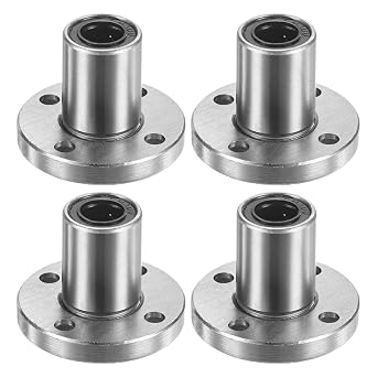 PATIKIL LMK8UU Linear Ball Bearings 8mm Bore Dia 15mm OD 24mm Length 4mm Hole, 4Pcs Round Flange Linear Motion Bushing Double Side Rubber Sealed Rod Liner Shaft for CNC Machine 3D Printer