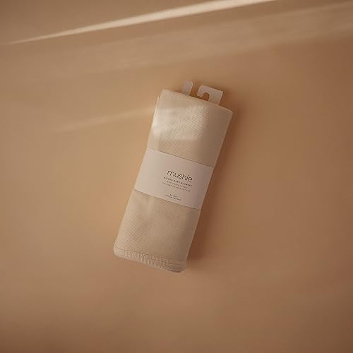 Miniatura 2 de mushie Manta de bebé extra suave  Manta de recepción acanalada de algodón orgánico, manta de envolver y cochecito  35 x 35 pulgadas (marfil)