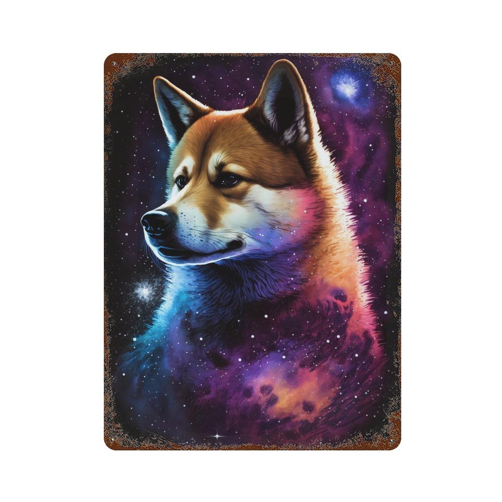 Cosmic Canine Canvas Print Rusty Metal Tin Sign 15.7"x11.8", for Shed, Workshop And Garage Wall Decor, Novelty Wall Decor