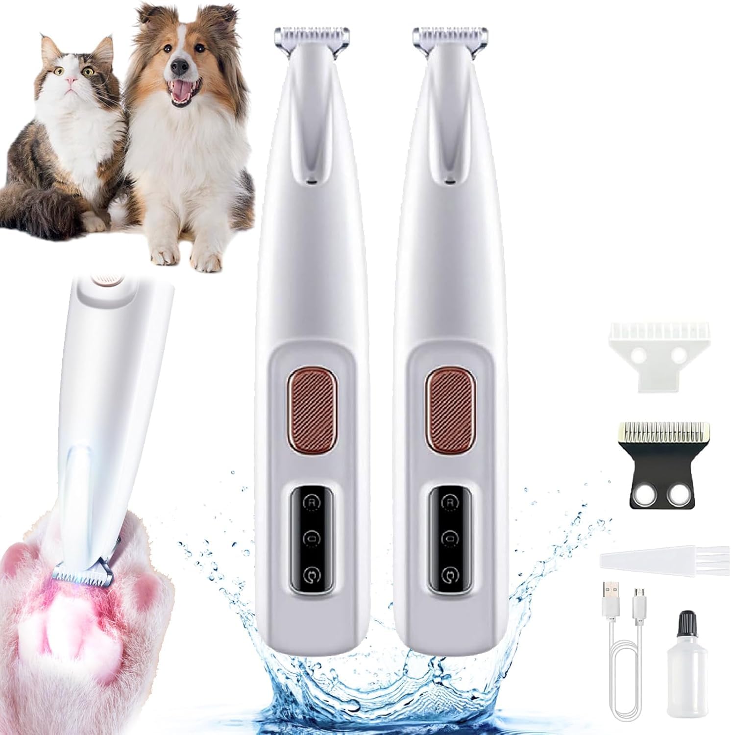 Dog Paw Trimmer, Ultra Quiet Electric Pet Shaver, Dog Hair Clipper for Quick and Painless Pet Paw Care,Suitable for Pets Face and Body (2 PCS)