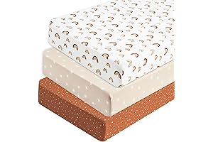 PHF Rainbow Crib Sheet, 3 Pack Fitted, Silky Soft Rainbow Design for Baby Boys Girls