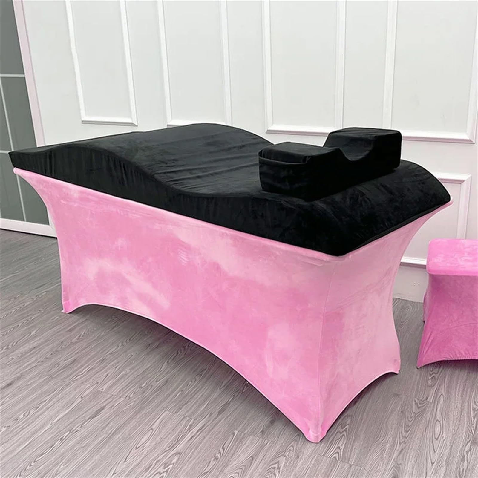 ColchóN para Camilla De Masaje Cama de Masaje Curvada con extensión for salón de Belleza, colchón de Terciopelo for Mesa de masajes para SalóN De Belleza(Black Mattress)