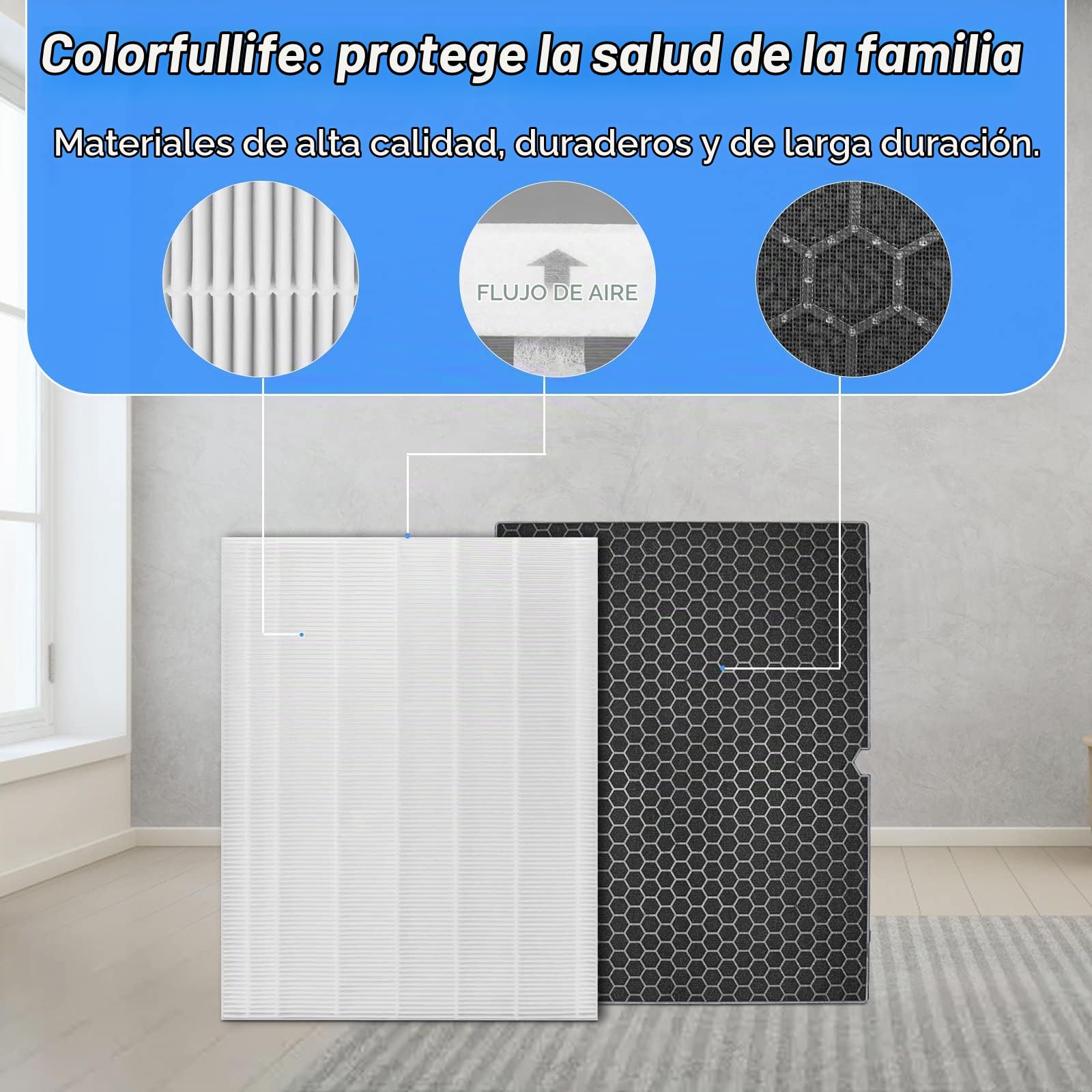 Colorfullife 2 juegos de filtros de repuesto 116130 H para Winix 5500-2 AM80 Plasmawave purificador de aire, 2 filtros HEPA verdaderos y 2 filtros de carbón activado, pieza de repuesto 116130