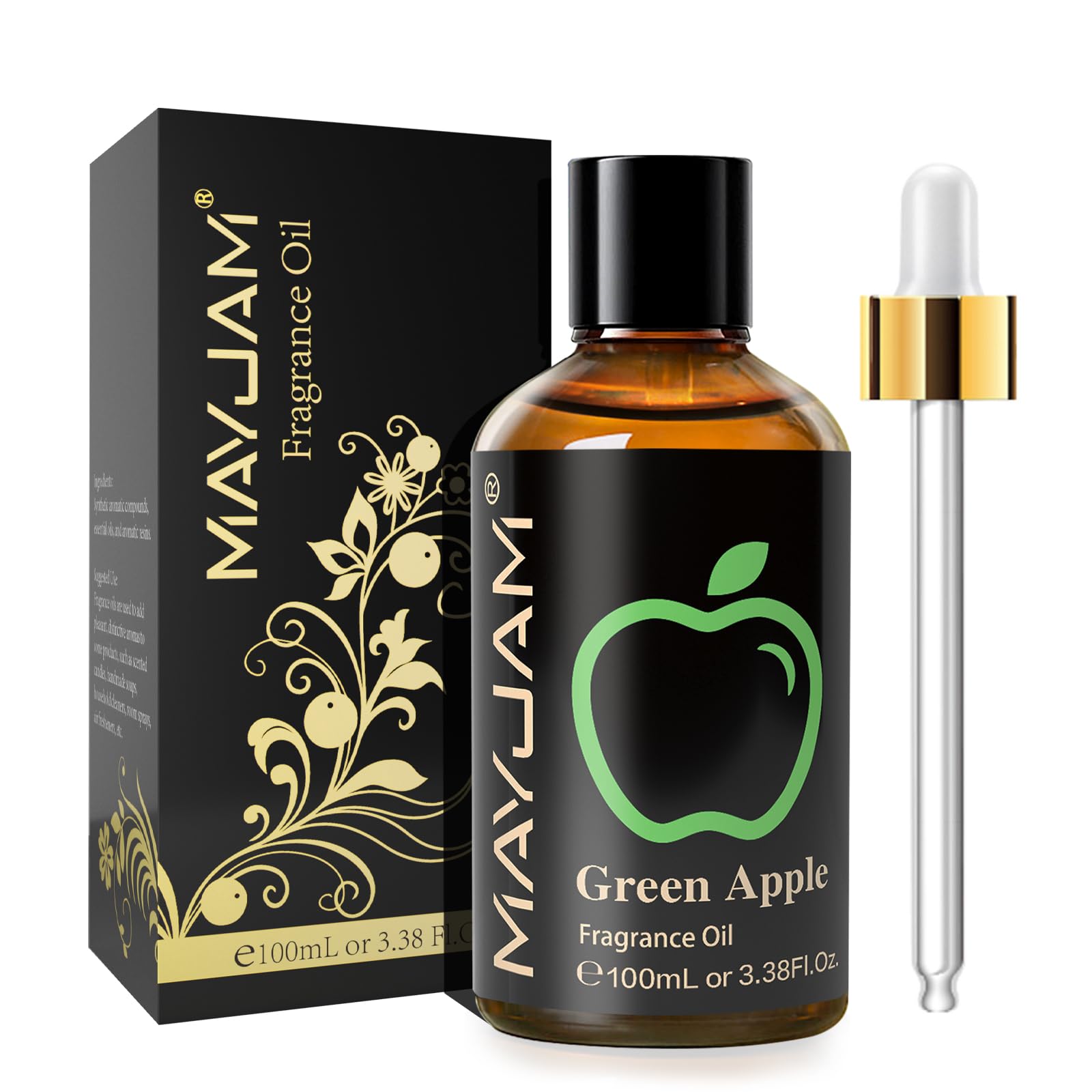 MAYJAM Olio Essenziale di Mela Verde 100ml, Olio Di Fragranza Premium Per Diffusori di Olio Essenziali, Aromaterapia, Casa, Bruciatore Di Olio