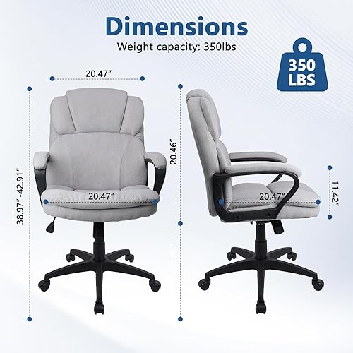 Miniatura 2 de CLATINA Silla de oficina ejecutiva ergonómica con tapizado giratorio de altura ajustable, acolchado grueso para reposacabezas y reposabrazos para