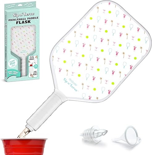 GoSports Sip N' Serve Pickleball Paddle Flask (20 onzas) Frasco de viaje con alcohol oculto Divertido regalo de licor Incluye embudo y boquilla