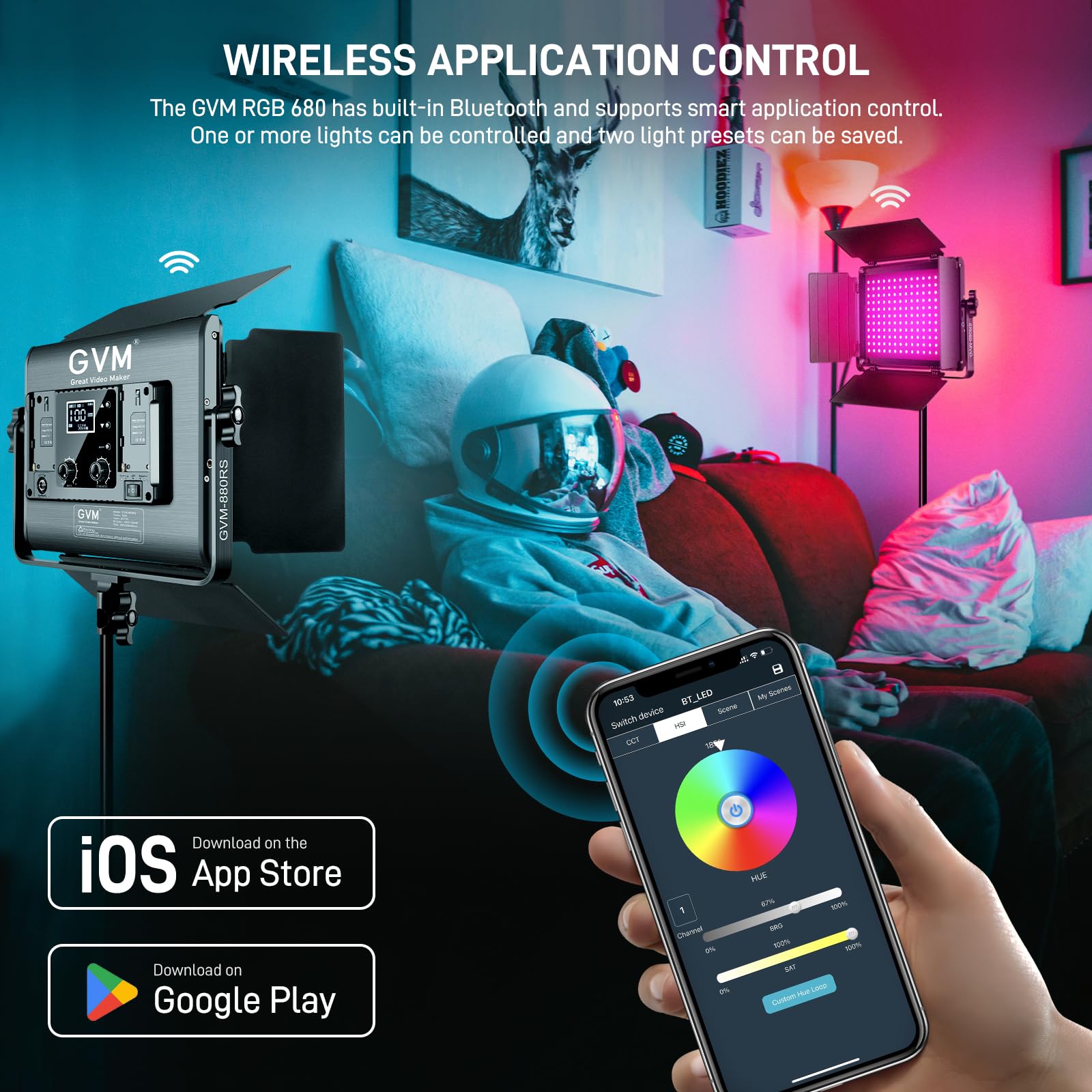 GVM RGB LEDビデオライト Amazon.com : GVM RGB LED Video Light, 800D Studio Light with