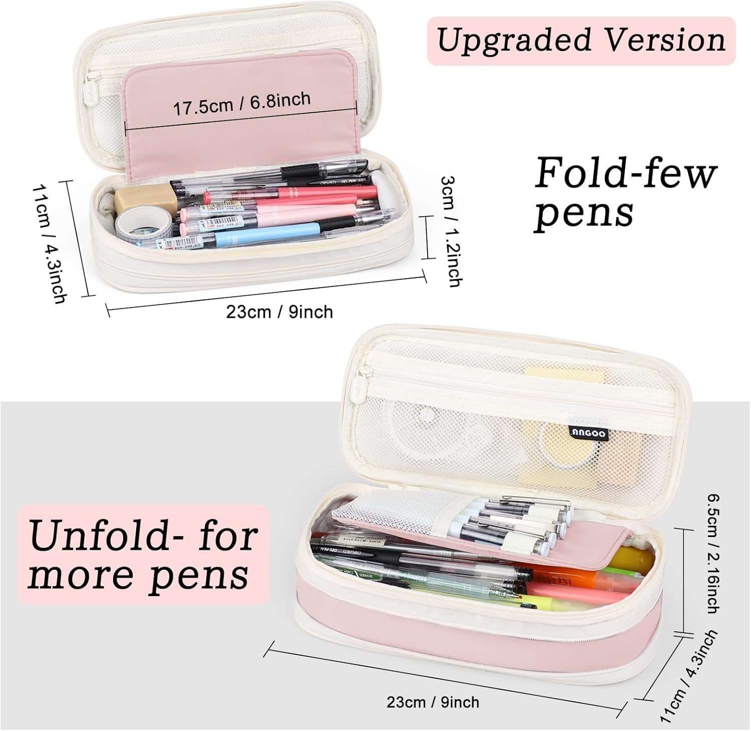 PRANIJ Bonito estuche estético de gran capacidad expandible con cremallera, portátil, para oficina, papelería, organizador de escritorio para colegio, collage, niños, niñas, adultos, mujeres y hombres