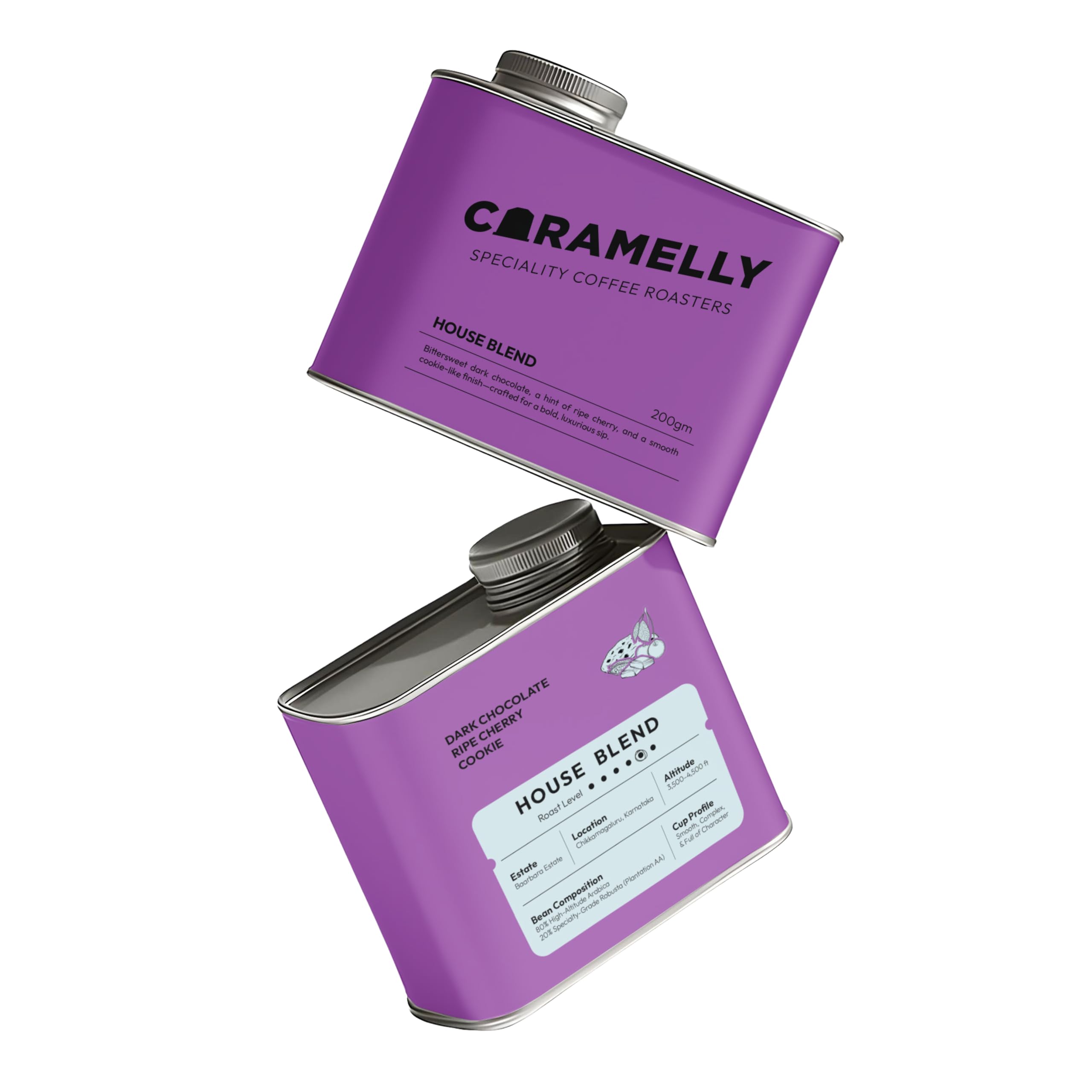 Caramelly House Blend Coffee | Premium Dark Roast Whole Coffee Beans | Full Body & Rich Crema | Dark Chocolate, Cookie & Ripe Cherry Notes | Perfect with milk and Espresso | Freshly Roasted, 200g-image-32