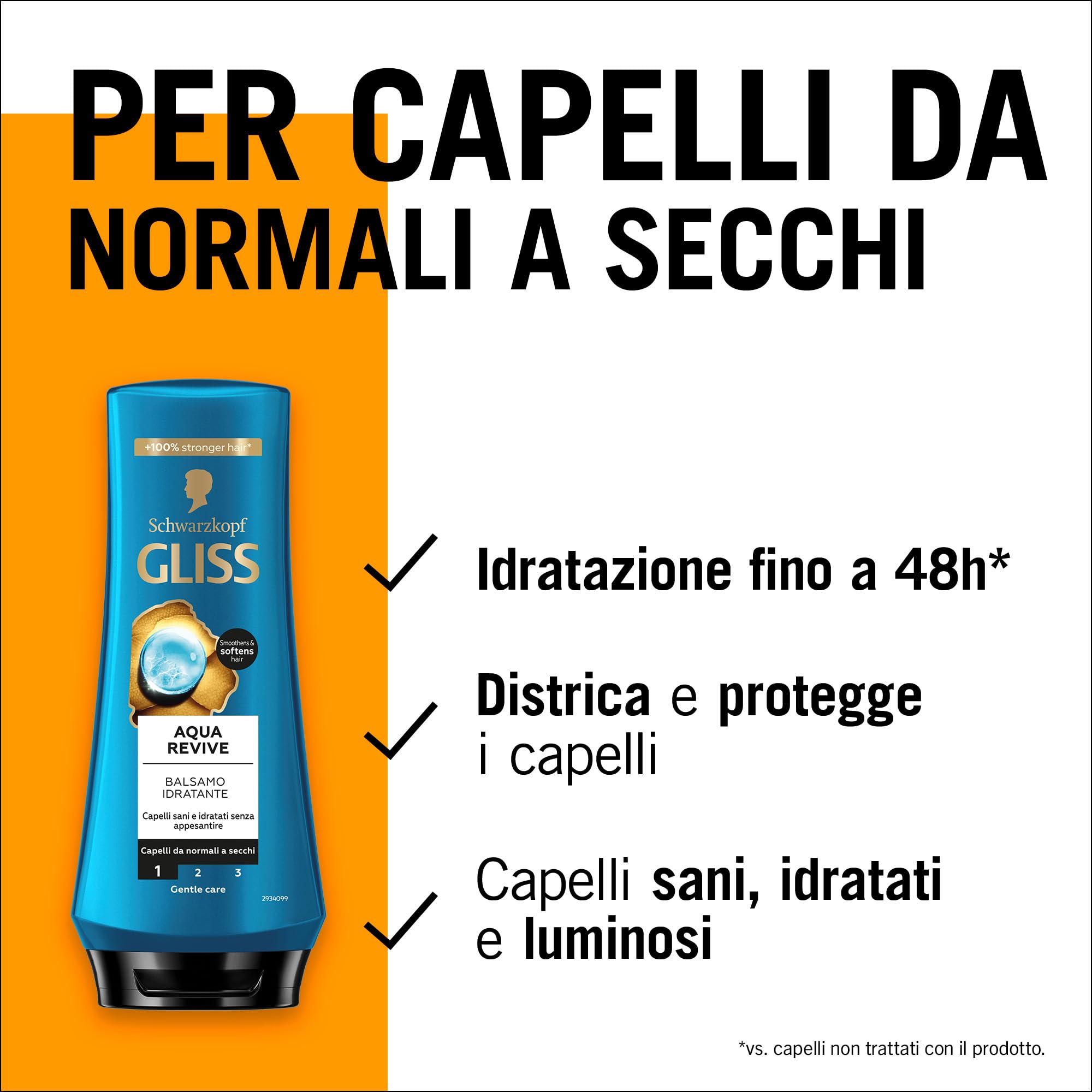 Schwarzkopf Gliss Aqua Revive odżywka nawilżająca, 6 opakowań po 200 ml, odżywka wzbogacona kompleksem hialuronowym i wodorostów, produkty do włosów normalnych i suchych
