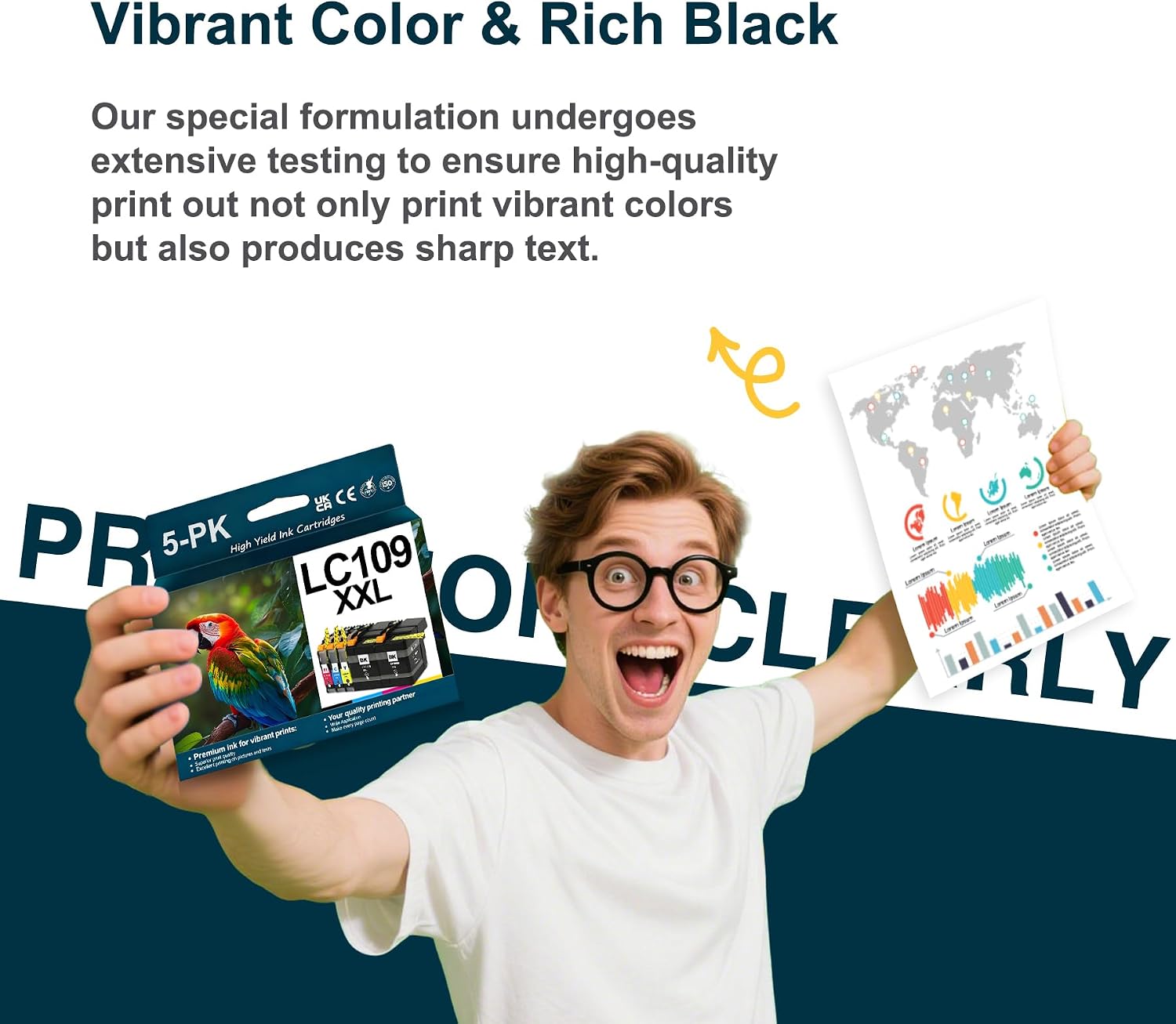 LC109XXL High Yield Ink Cartridges Replacement for Brother LC109BK LC105C LC105M LC105Y Inkjet MFCJ6520DW MFCJ6720DW MFCJ6920DW Printer(5-Pack,2BK/C/M/Y)