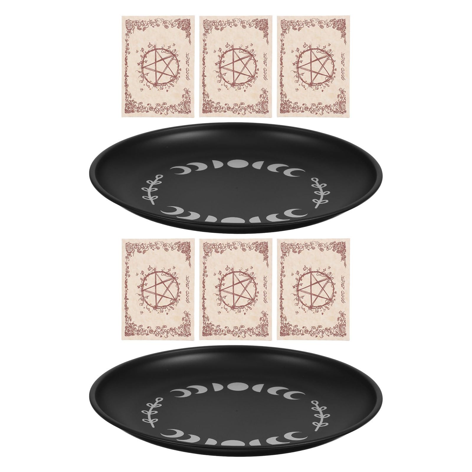 Platos para altar Zerodeko de acero inoxidable con fases lunares de 5.5 pulgadas