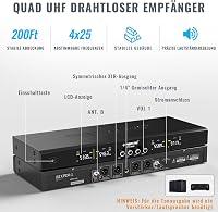 Phenyx Pro PTU-5200 Vezeték Nélküli Mikrofon Szett 4 Mikrofonnal, 25 UHF Frekvenciával, 60m Hatótávval - DJ, Karaoke, Rendezvény, Templom 2