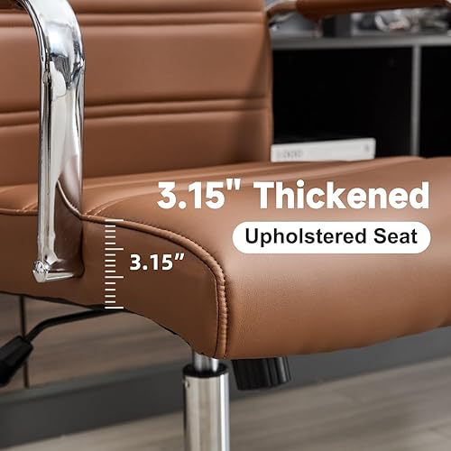 Miniatura 3 de Silla de escritorio de oficina, sillas de cuero para sala de conferencias con ruedas, sillas de oficina ejecutivas modernas, altura ajustable, silla