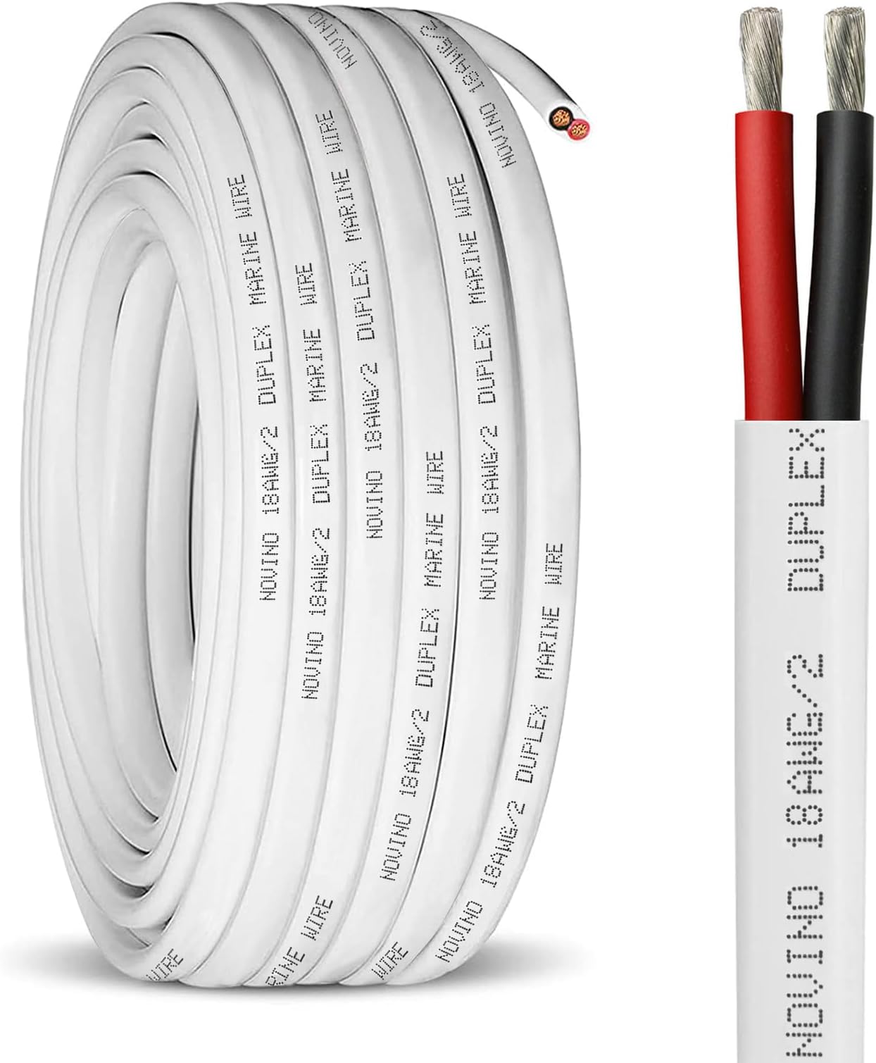 18 Gauge Marine Wire 18 AWG Duplex Marine Grade Wire,50ft Tinned Copper Oxygen-Free Insulated Red& Black Electrical Cable for Boat/Automotive/RV/Camper/Trailer Outdoor Use