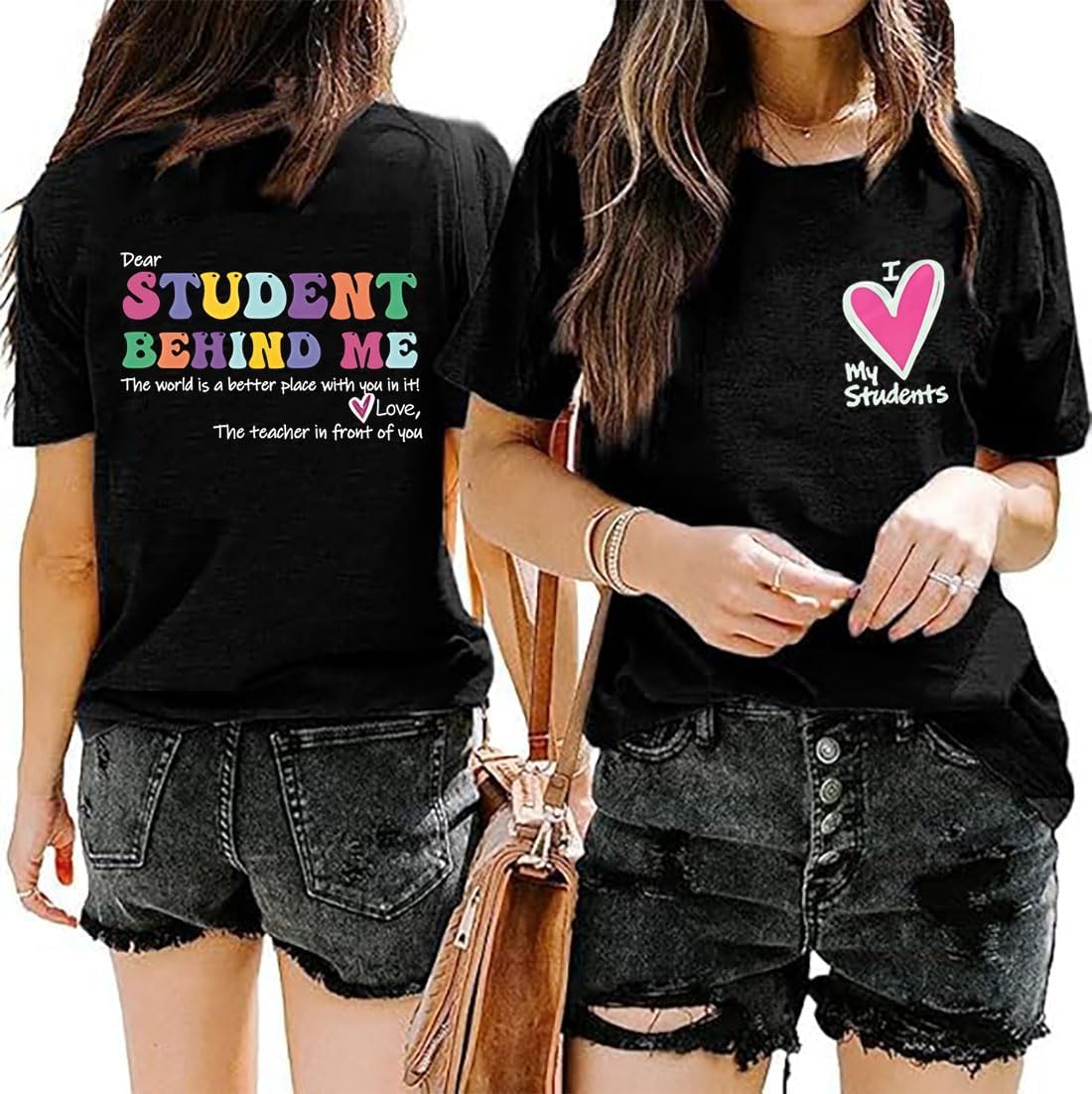 Teacher Tshirts Women Dear Student Behind Me Inspirational Teacher Shirt Teacher Appreciation Short Sleeve Tee Top - Image 2