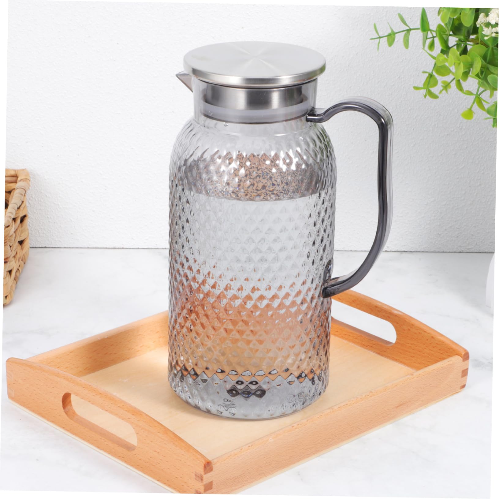 Cabilock Confezione Da 2 Caraffe Per Succhi in Acrilico - Brocca Di Capacità Con Coperchio Per Acqua Per Frigorifero Design Elegante Per Casa E Feste