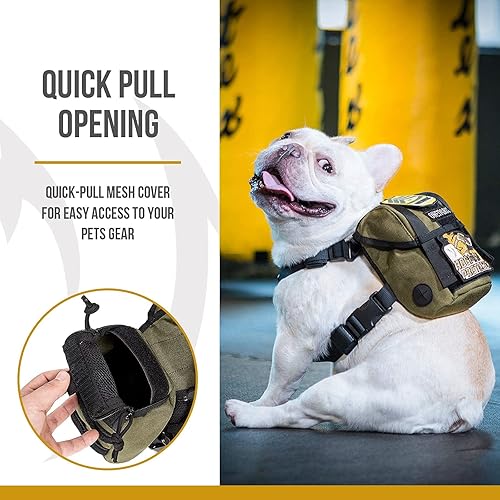 Miniatura 7 de OneTigris Paquete para perros, mochila duradera para perros pequeños y medianos con salida de bolsa de arena, para camping, senderismo, caminata